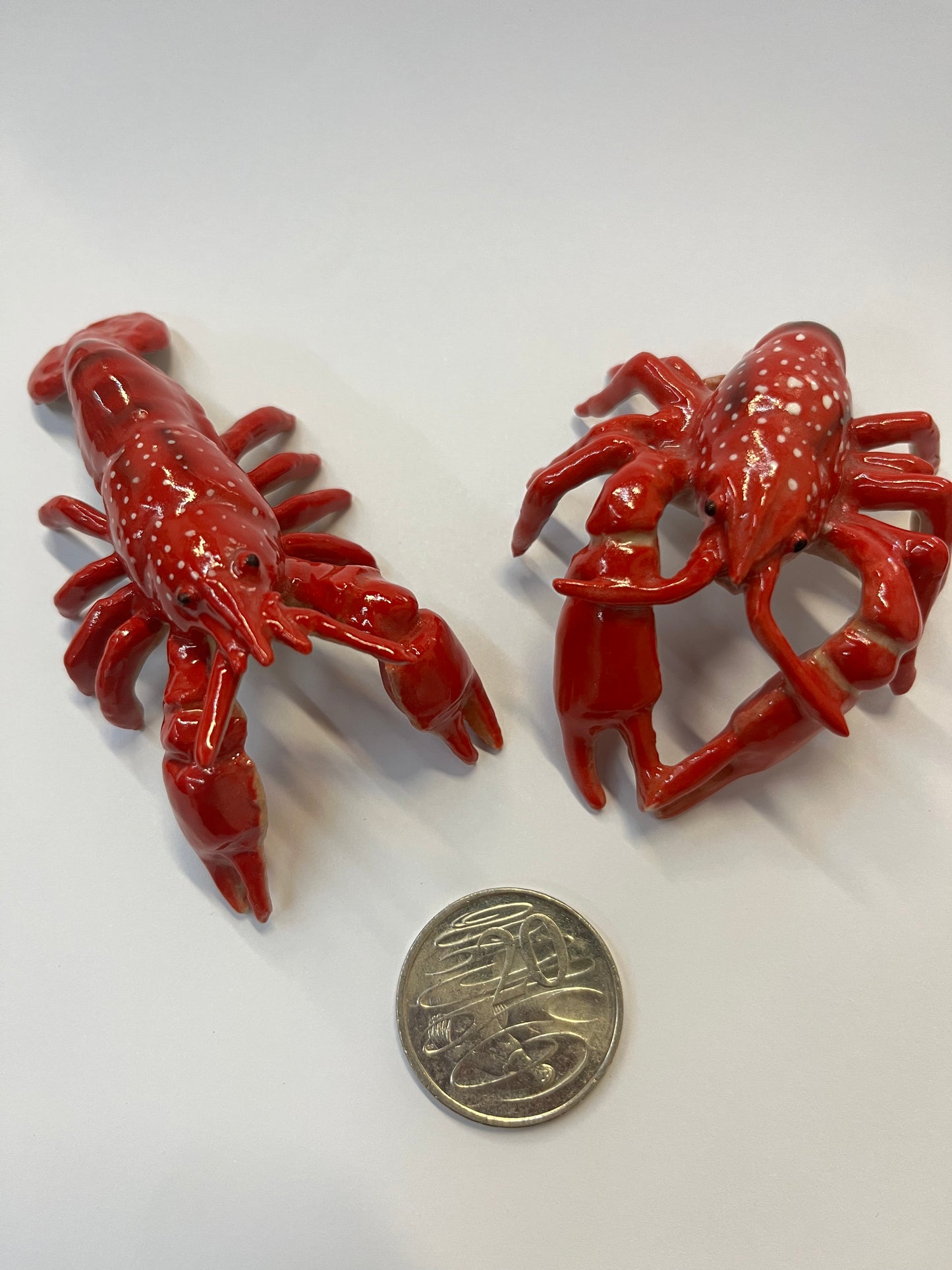 Miniature Porcelain Lobster / Crayfish Figurines Set of 2 Large