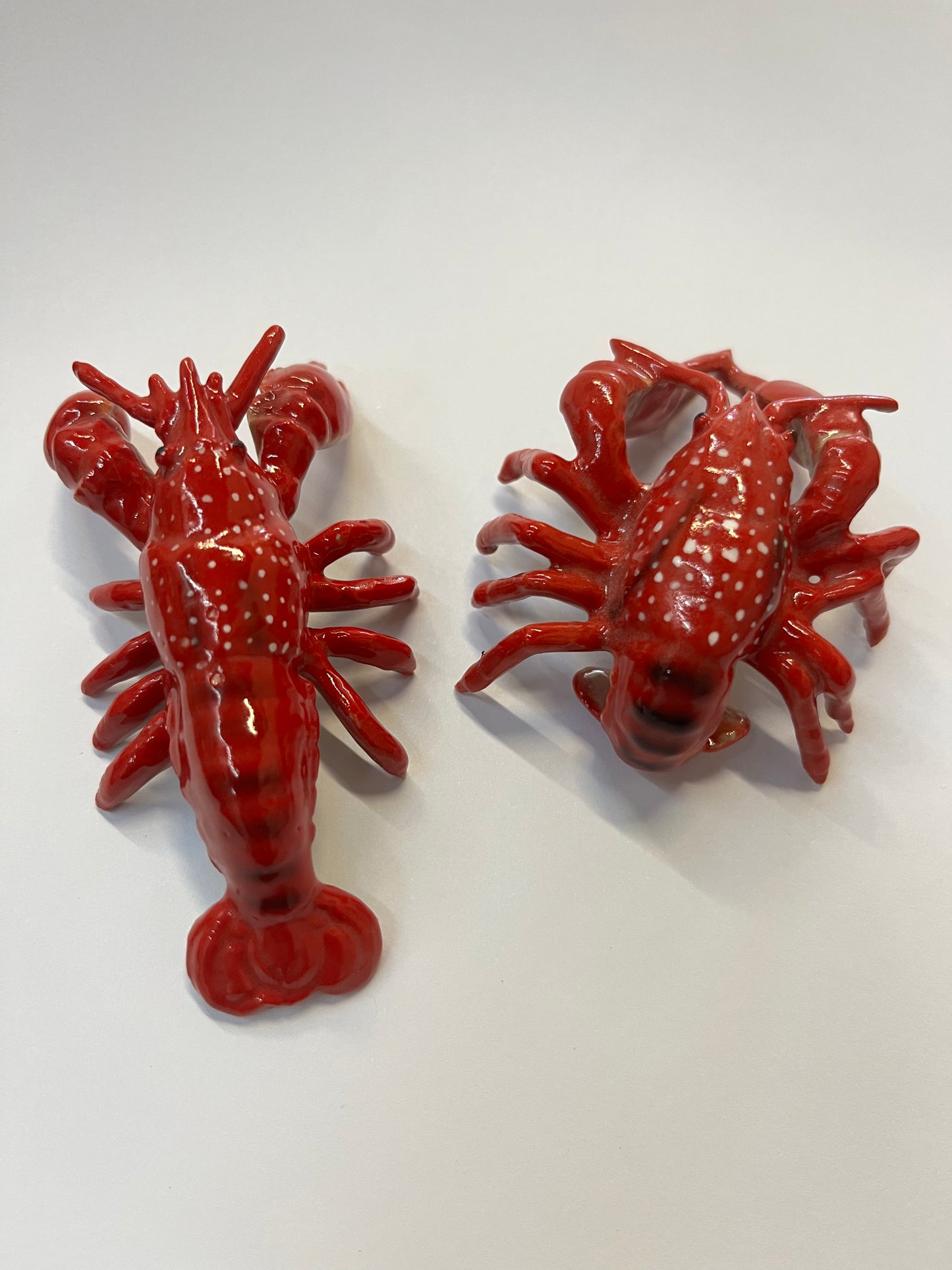 Miniature Porcelain Lobster / Crayfish Figurines Set of 2 Large