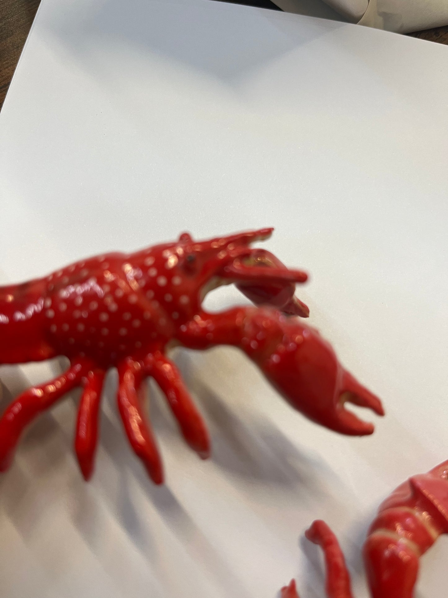 Miniature Porcelain Lobster / Crayfish Figurines Set of 2 Large