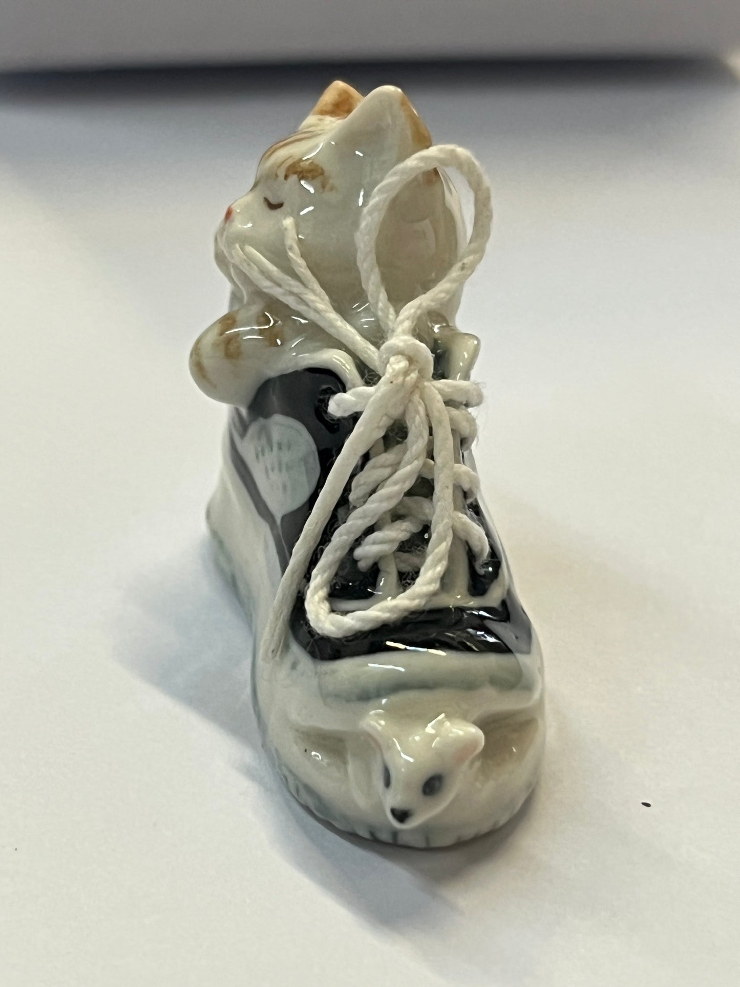 Miniature Cat Sleeping in Shoe with Mouse
