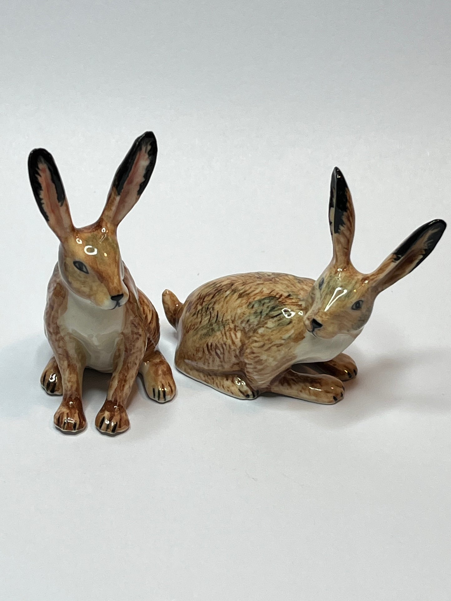 Miniature Porcelain Hare & Rabbit Figurines Set