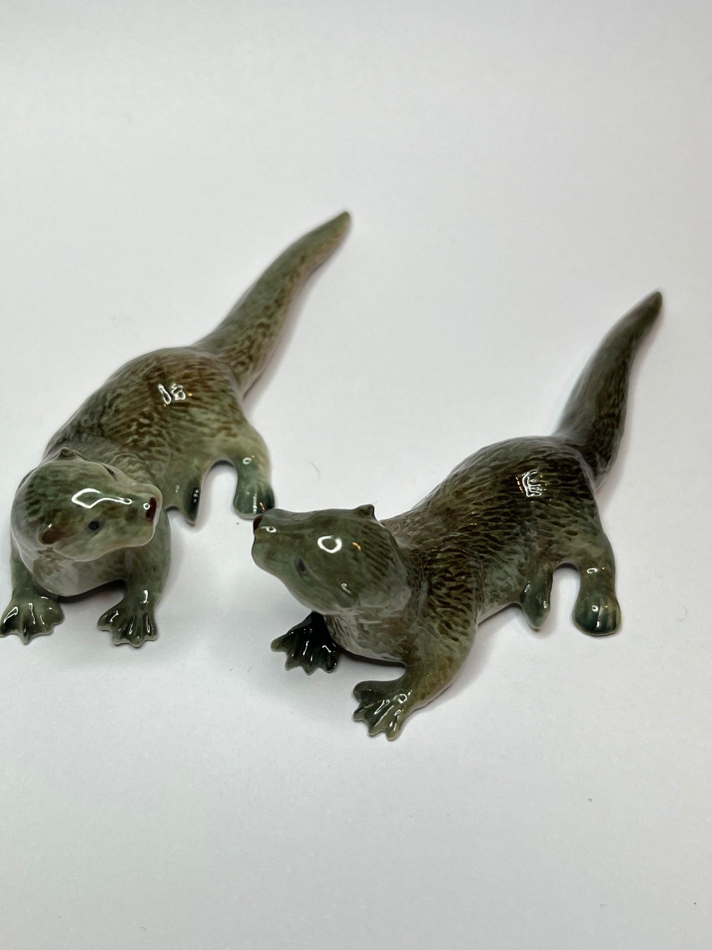 Miniature Porcelain Otter Set 2pcs