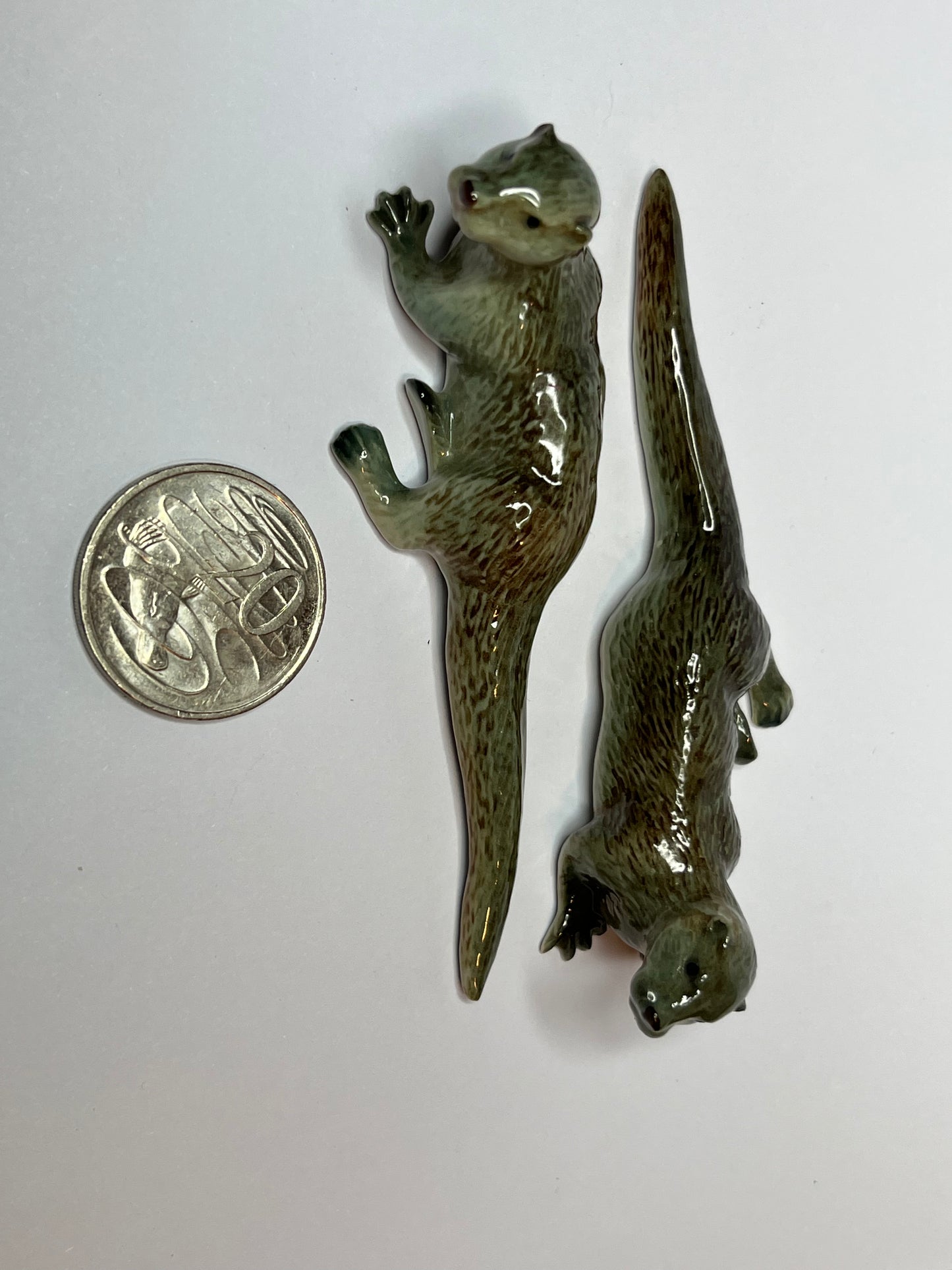 Miniature Porcelain Otter Set 2pcs