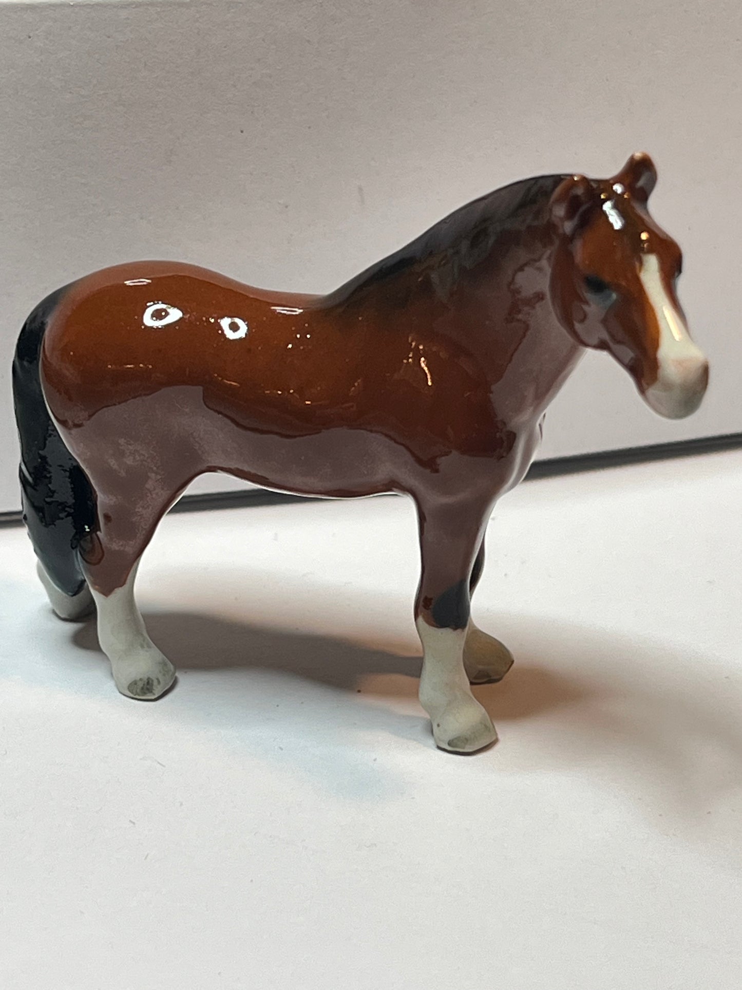 Miniature Porcelain Horse Figurine Dark Brown With Black Tail