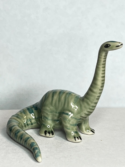 Miniature Porcelain Hand Painted Figurine Diplodocus Dinosaur - Looking Up Pose