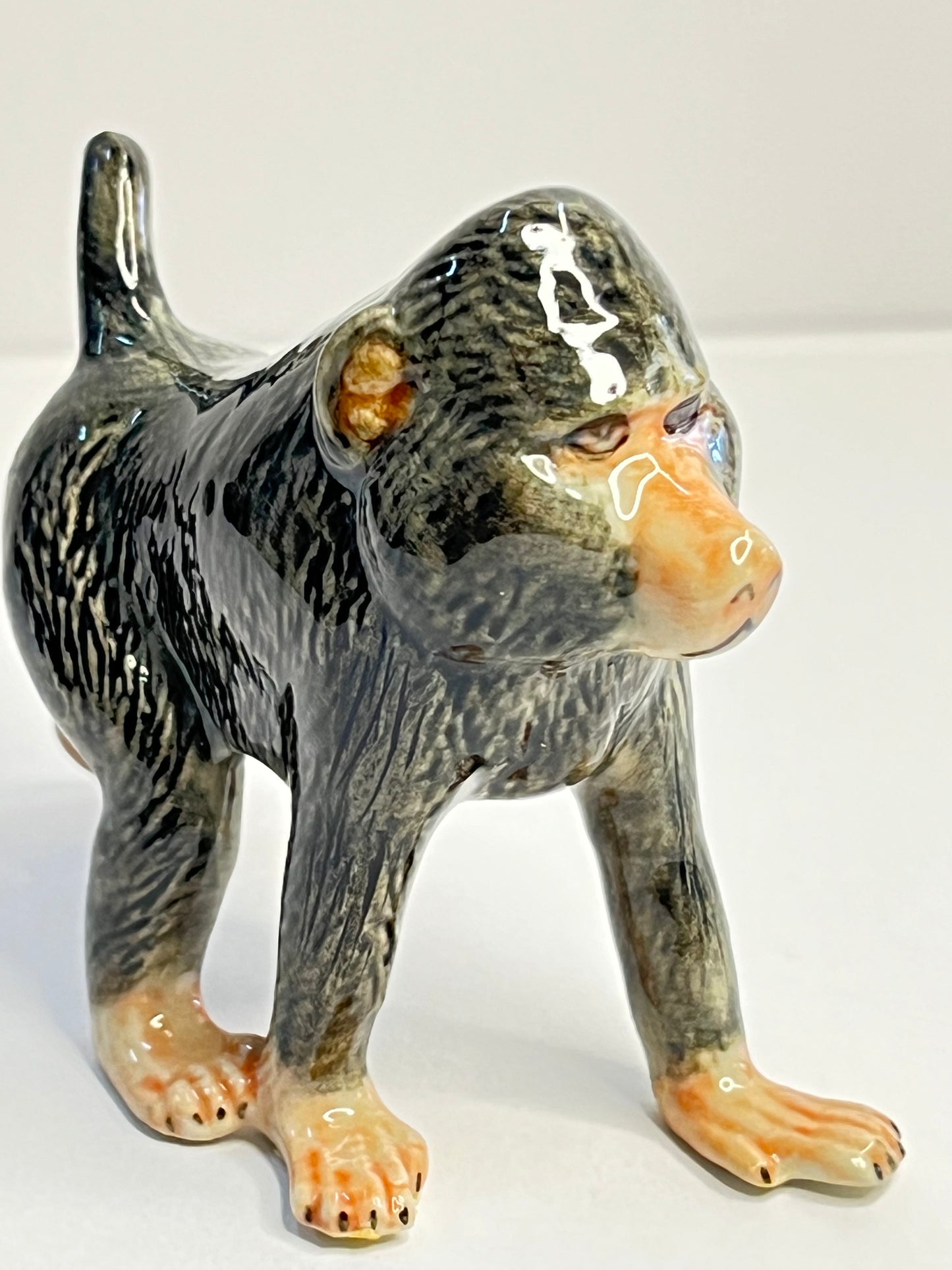 Miniature Porcelain Baboon Monkey Figurine