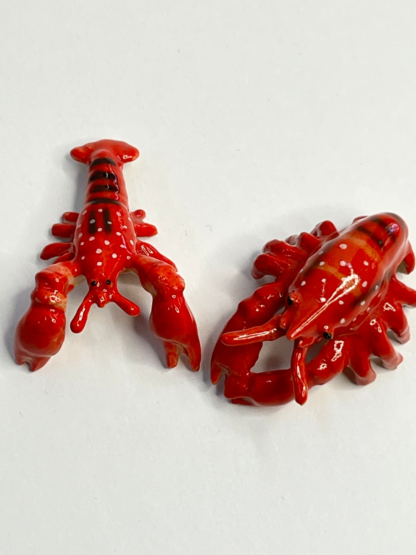 Miniature Porcelain Lobster Set Figurines 2pcs Medium