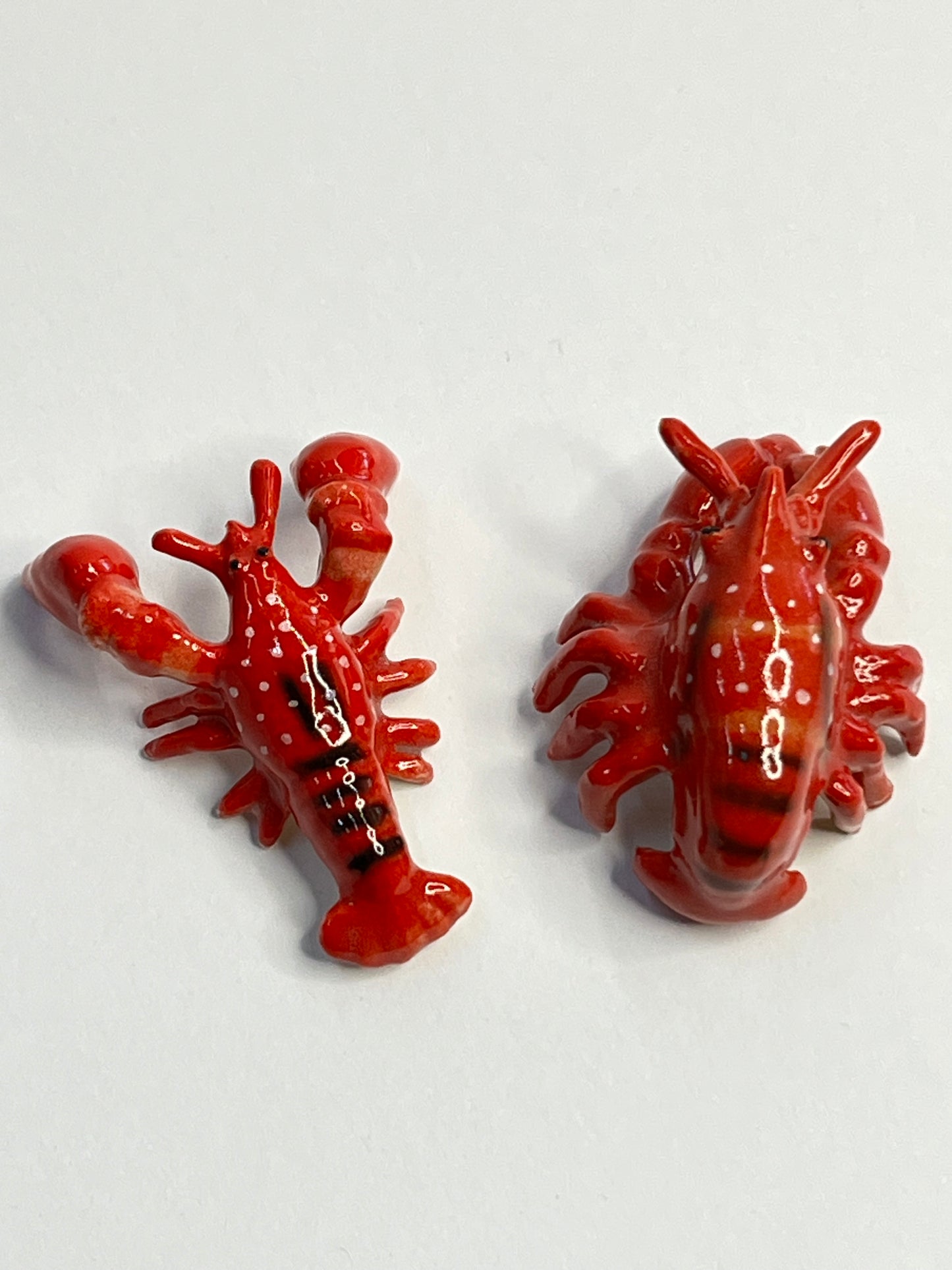 Miniature Porcelain Lobster Set Figurines 2pcs Medium