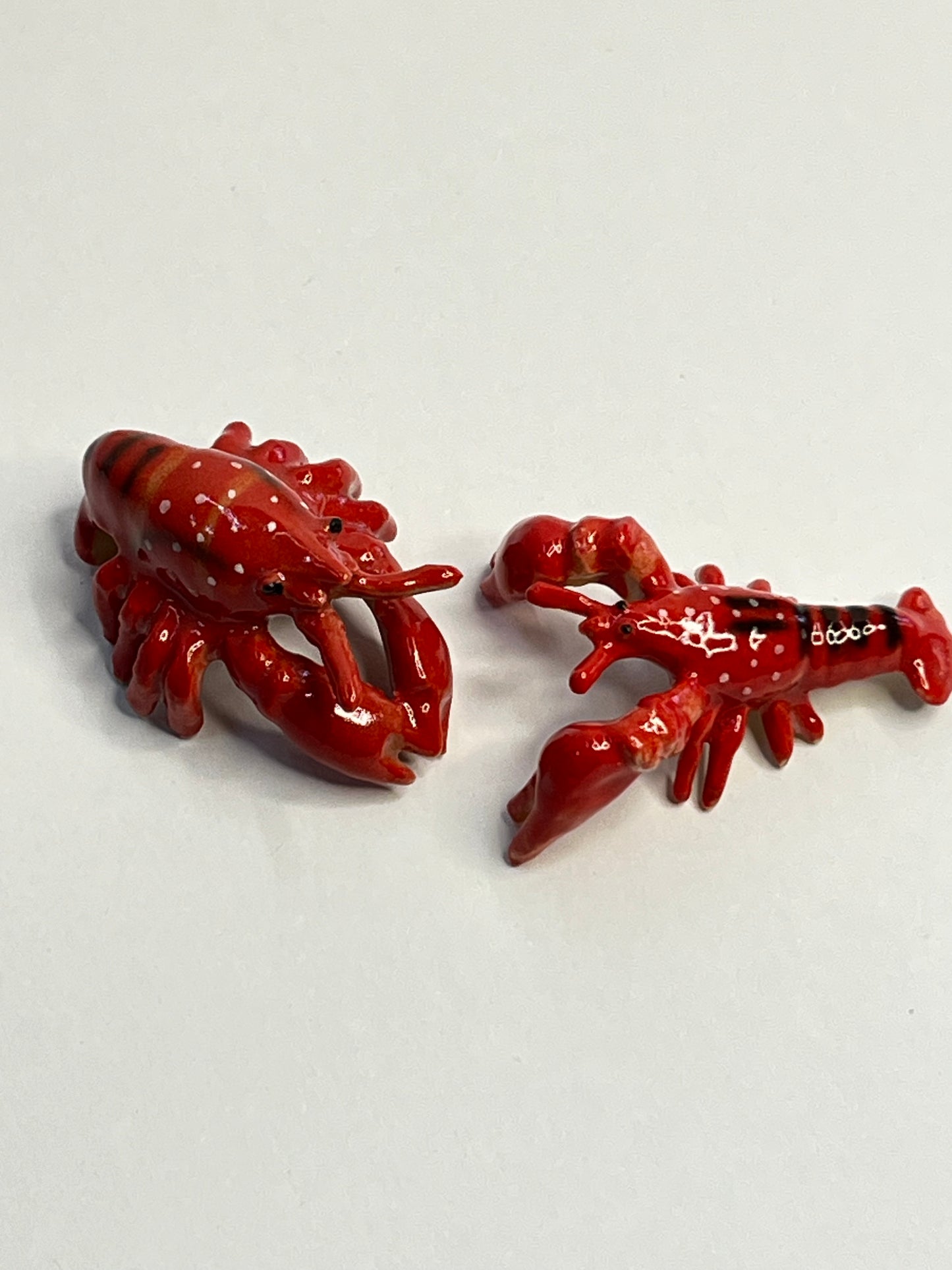 Miniature Porcelain Lobster Set Figurines 2pcs Medium