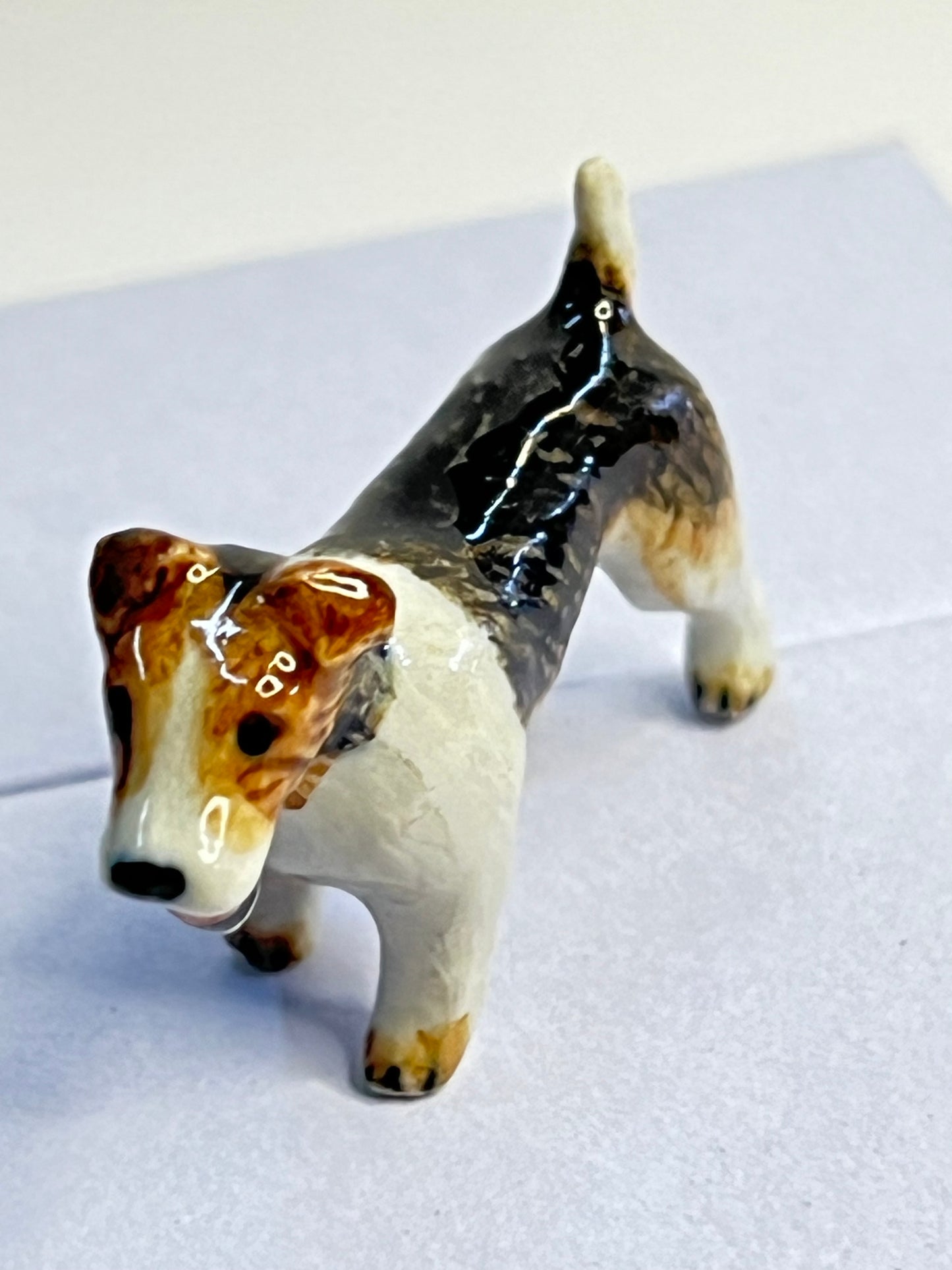 Miniature Porcelain Wire Fox Terrier Figurine (Mini)