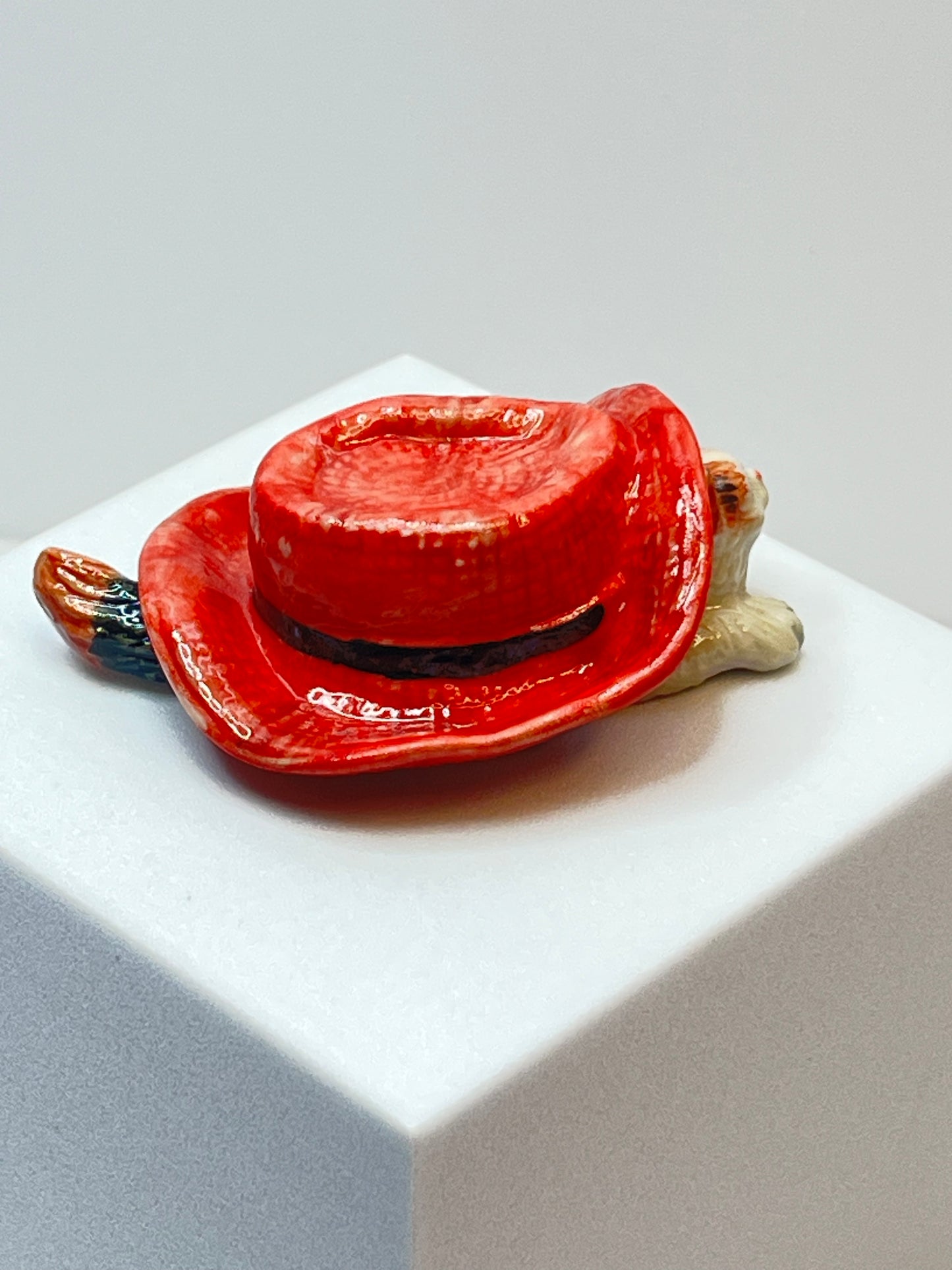 Miniature Porcelain Fat Cat In The Hat Figurine