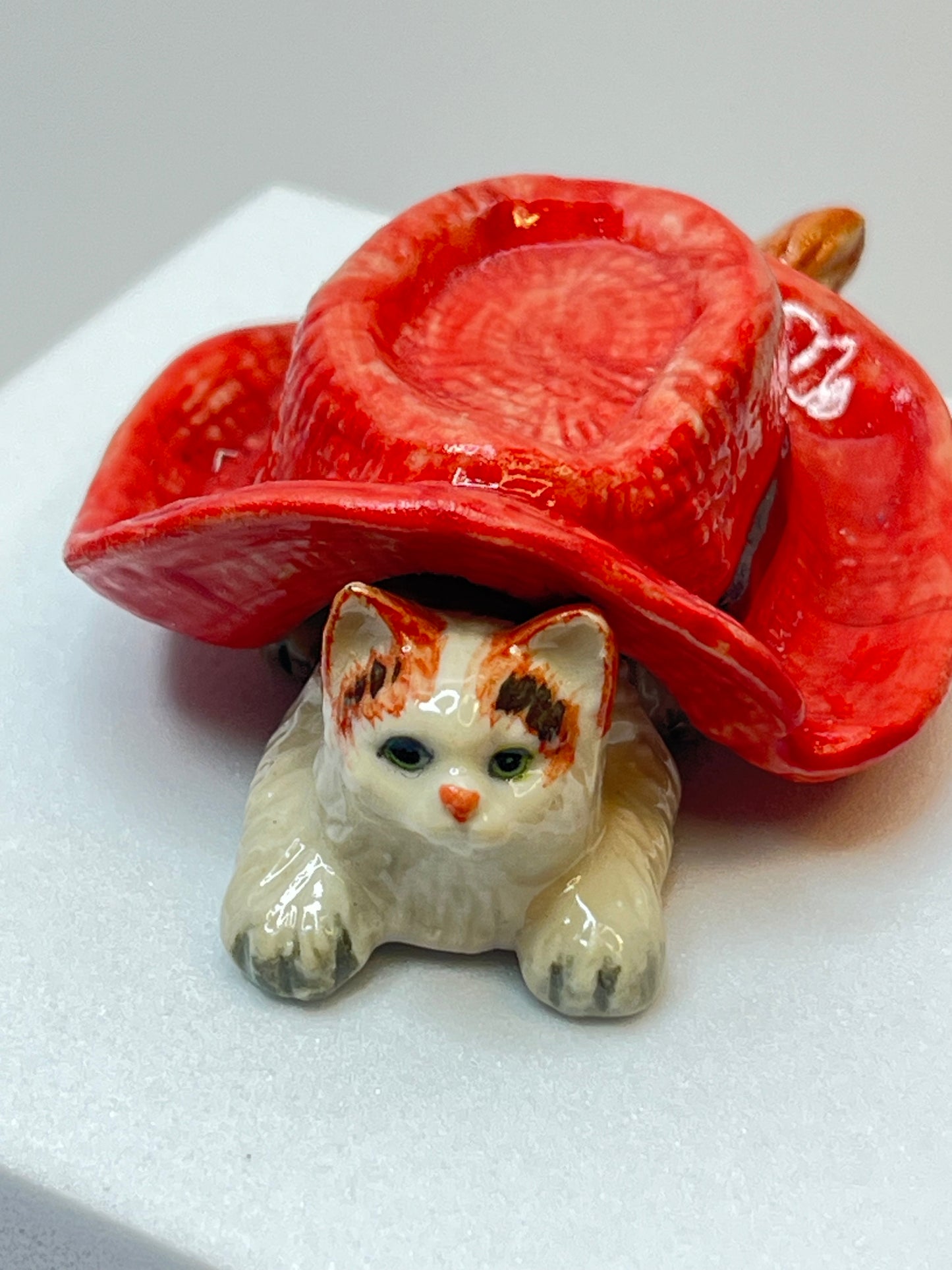Miniature Porcelain Fat Cat In The Hat Figurine