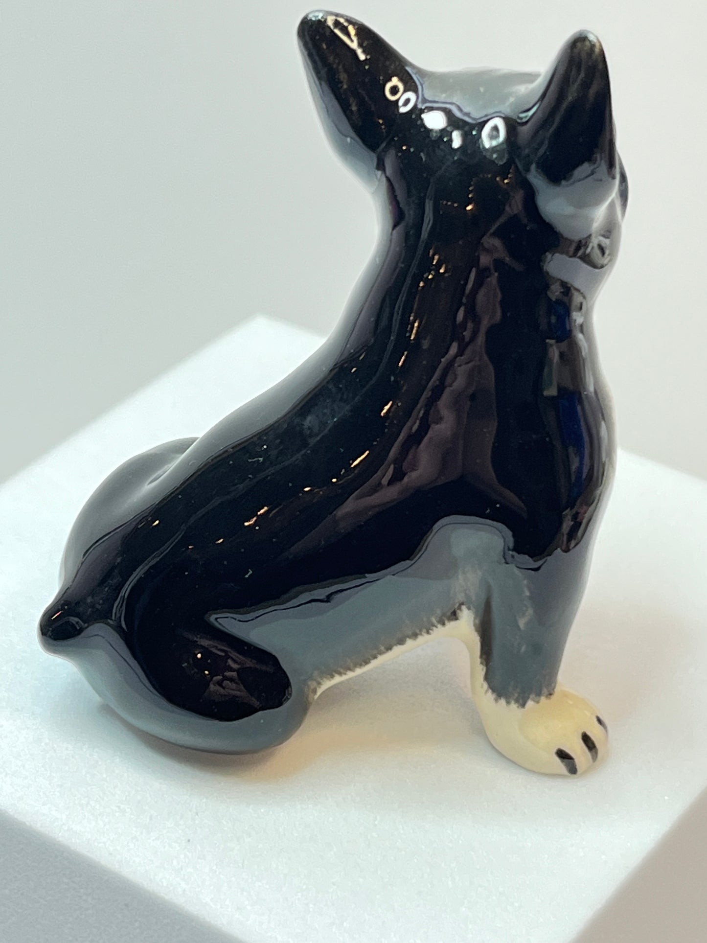 Miniature French Bulldog Figurine - Black and White Porcelain Dog