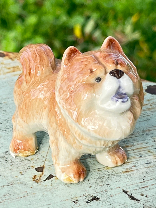 Miniature Porcelain Chow Chow Dog Figurine