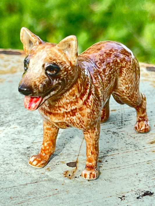 Miniature Porcelain Dog Figurine Australian Red Cattle Dog