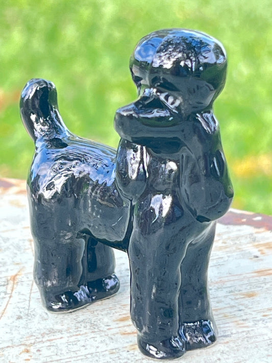 Miniature Porcelain Black Poodle Dog