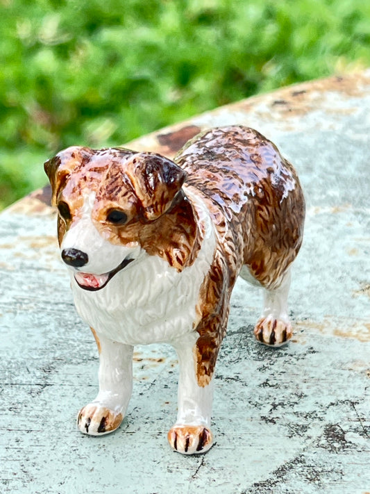 Miniature Porcelain Australian Shepherd Figurine