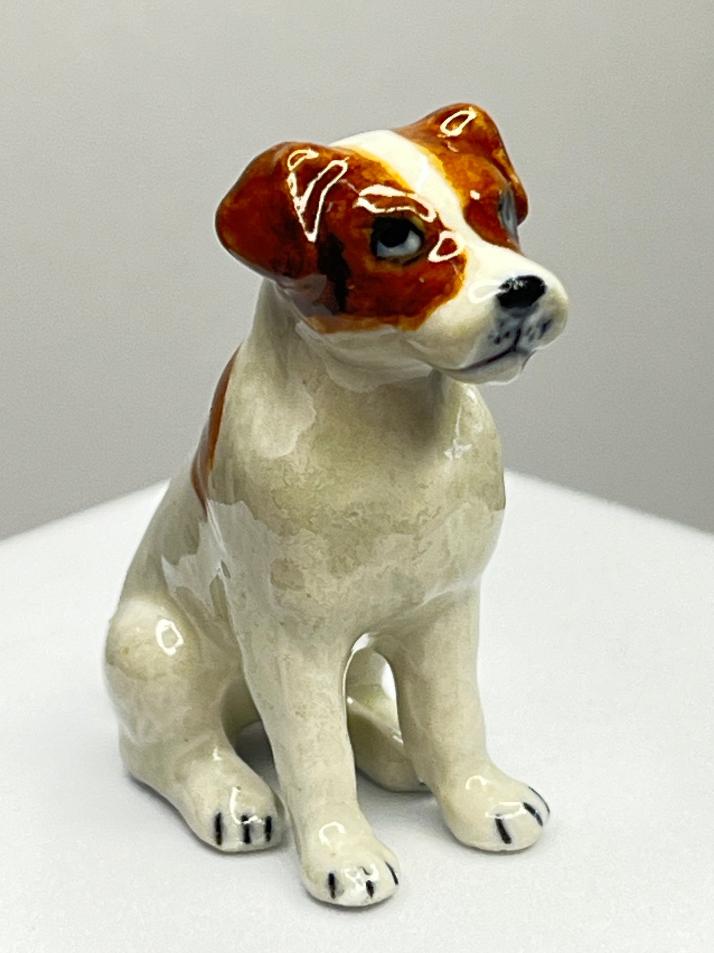 Miniature Porcelain Sitting Jack Russell Figurine