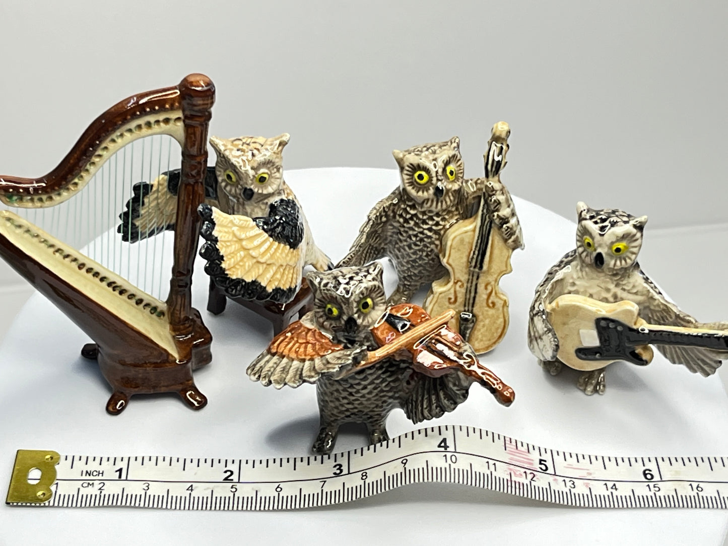 Miniature Porcelain Musical Owls Set of 5 Figurines