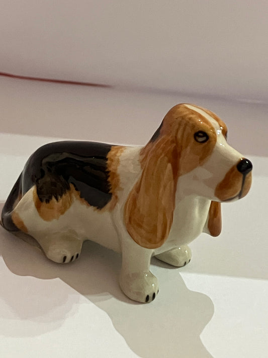 Miniature Porcelain Bassit Hound Dog Figurine