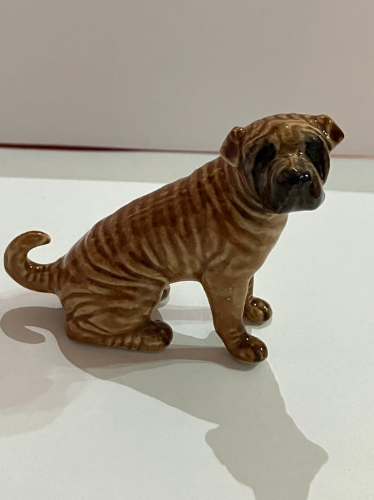 Miniature Porcelain Sitting Shar Pai Dog