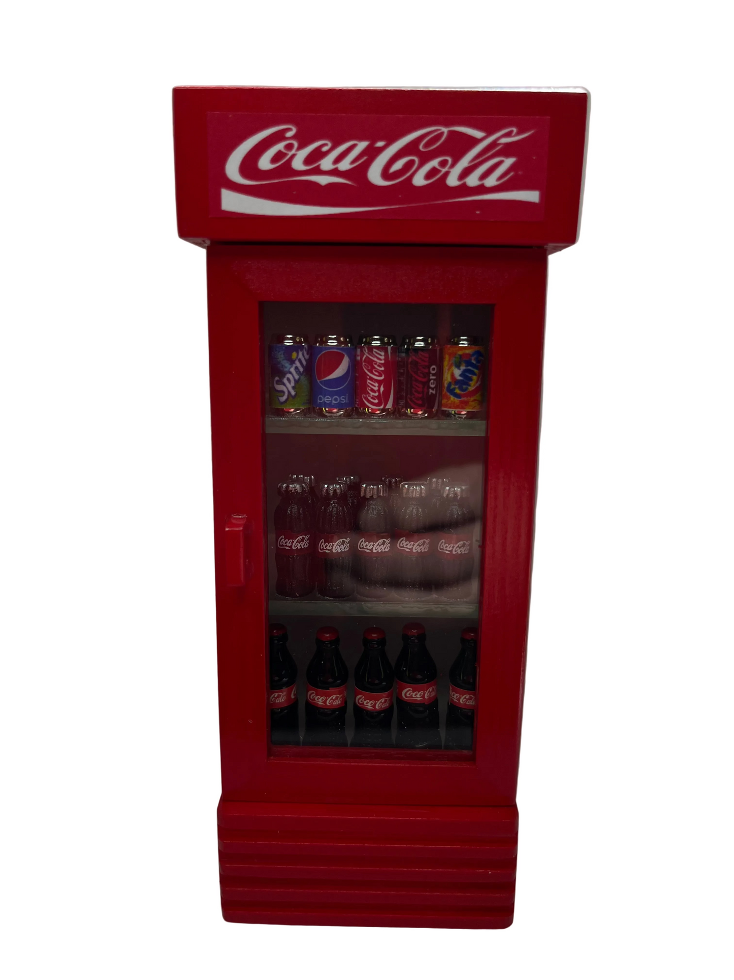 Miniature Coke Fridge Figurine with Soft Drink Cans