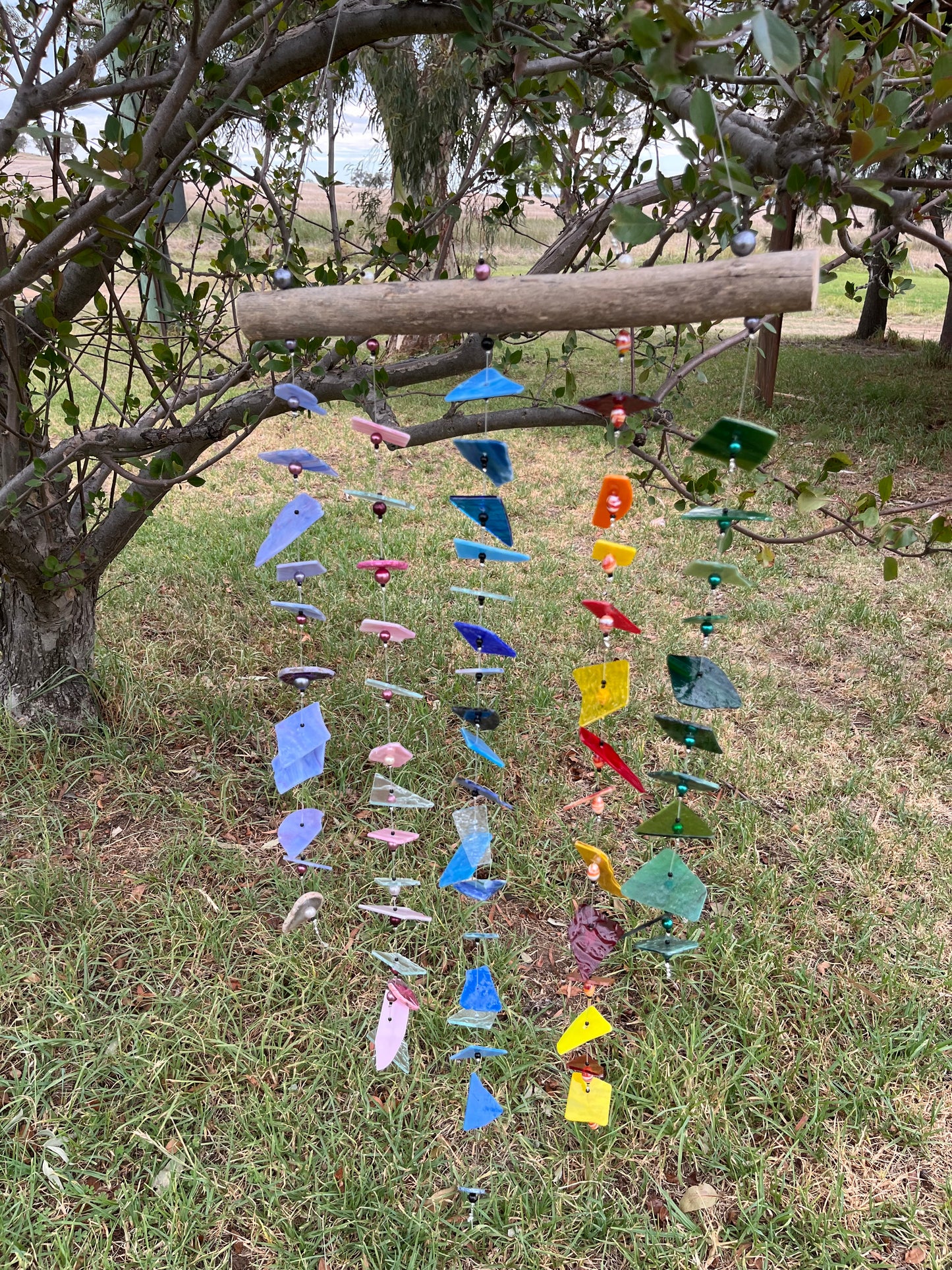 Stained Glass and Agate Wind Chime