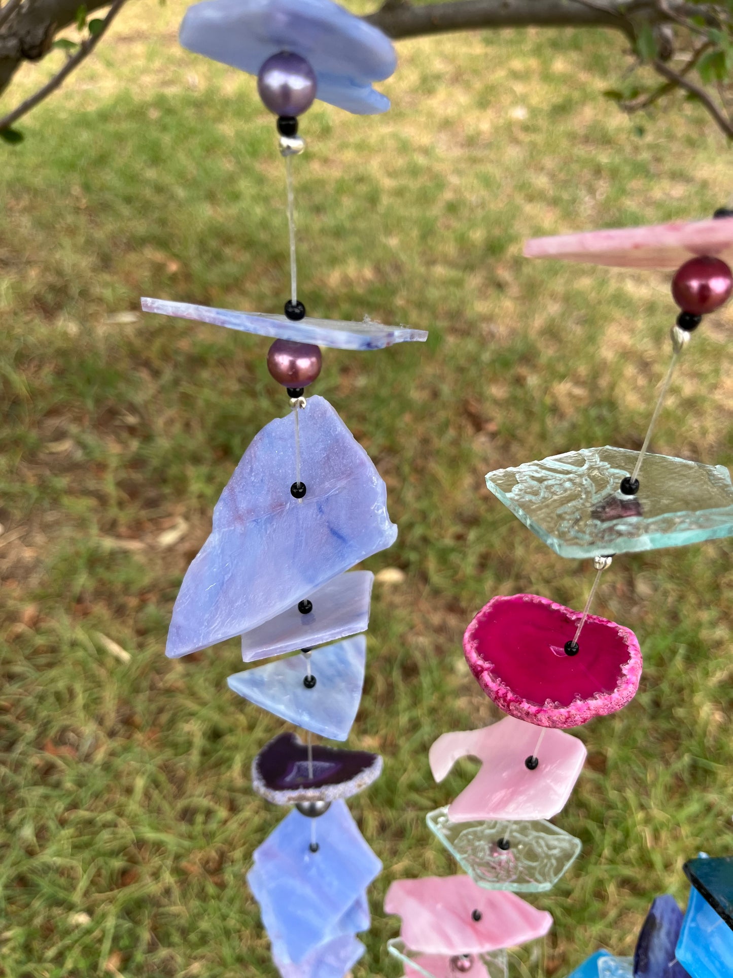 Stained Glass and Agate Wind Chime