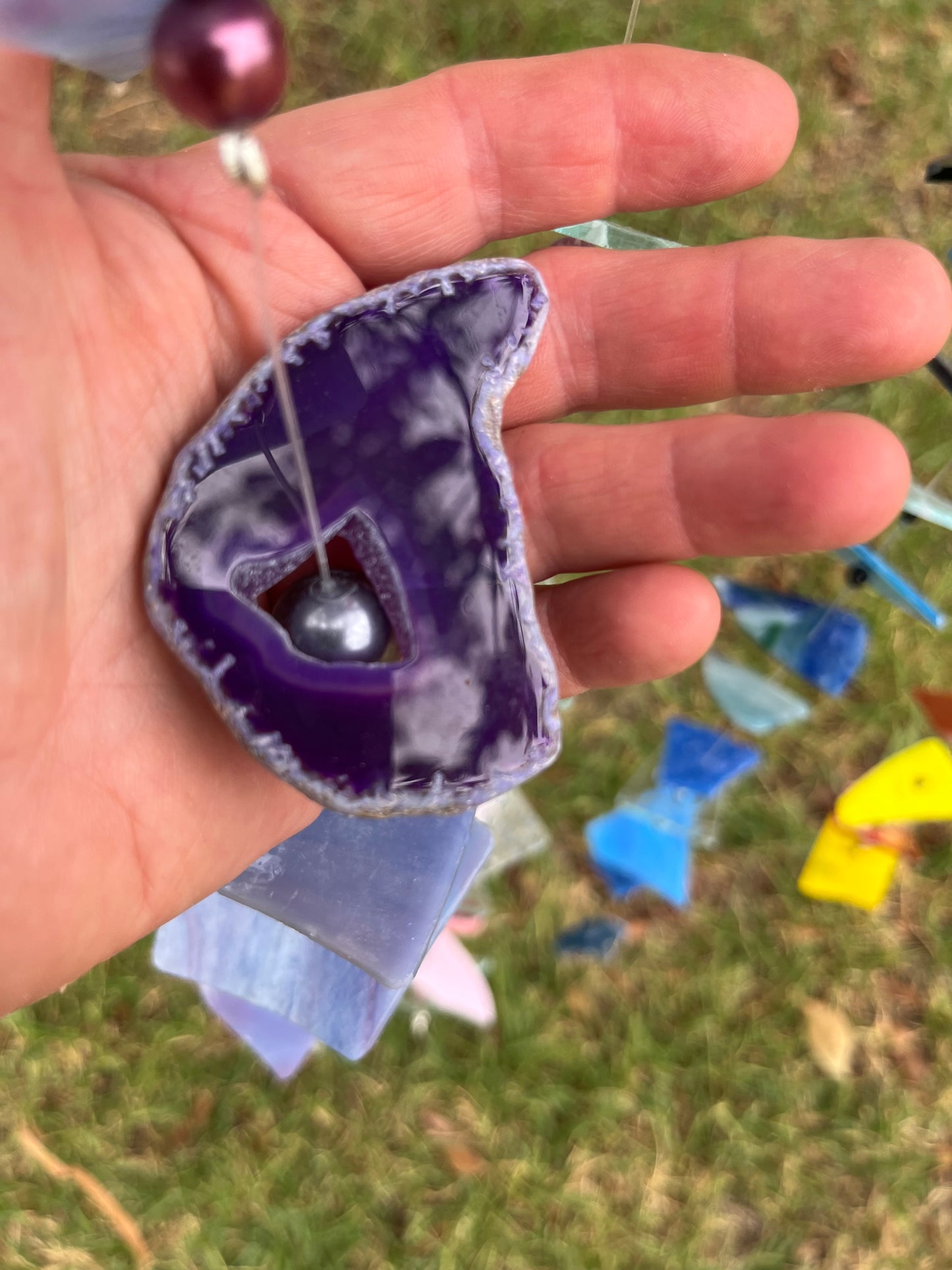 Stained Glass and Agate Wind Chime