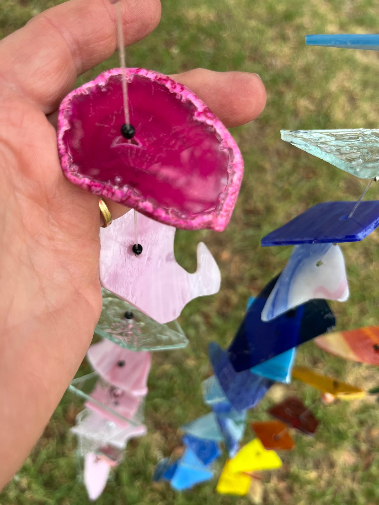 Stained Glass and Agate Wind Chime