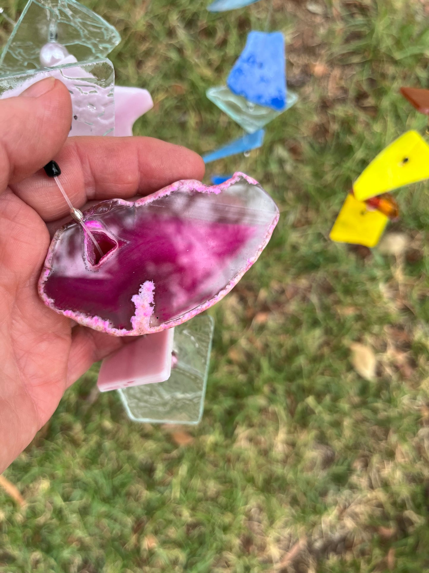 Stained Glass and Agate Wind Chime