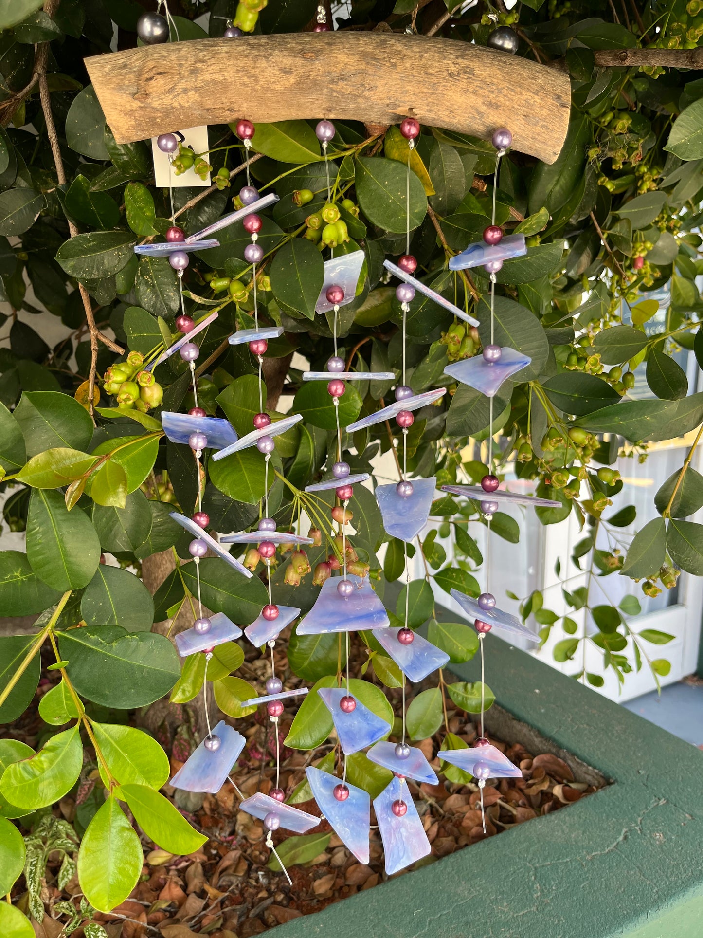 Lilac Coloured Stained Glass Wind Chime