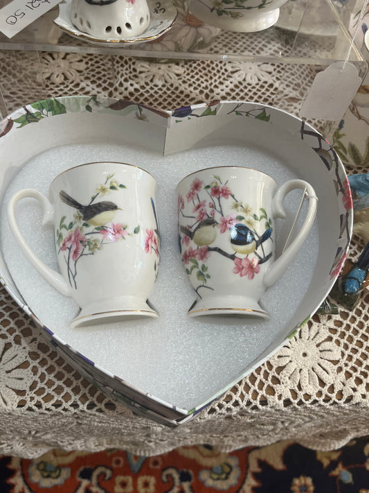 Blue Wren Mug Set in Love Heart Matching Gift Box