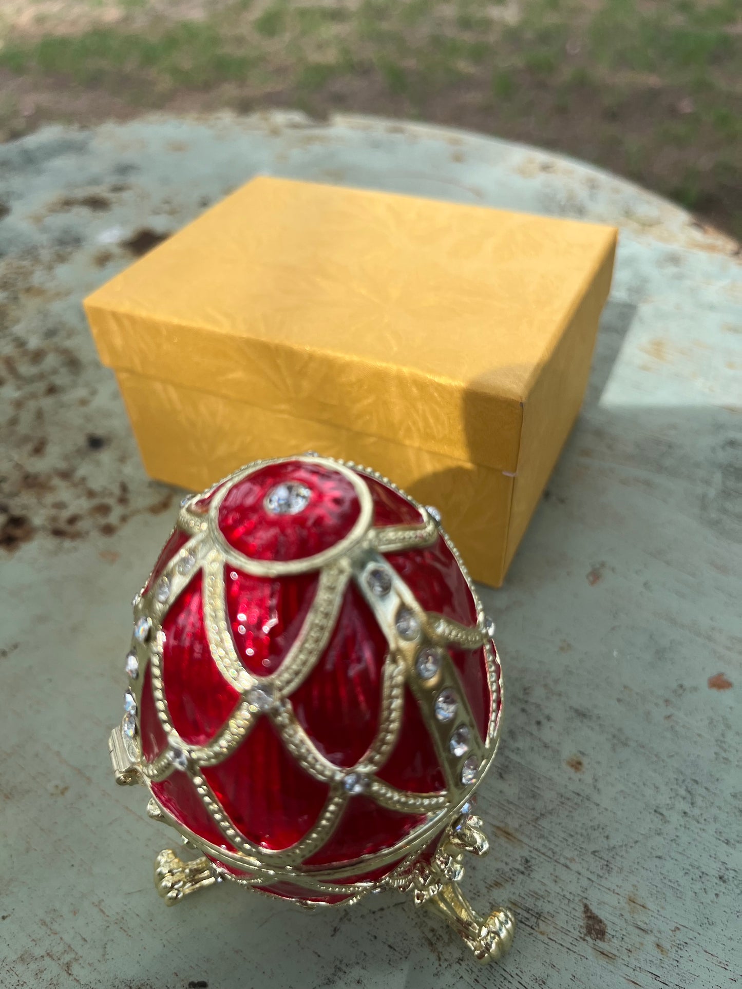 Red Egg Embellished Trinket Box