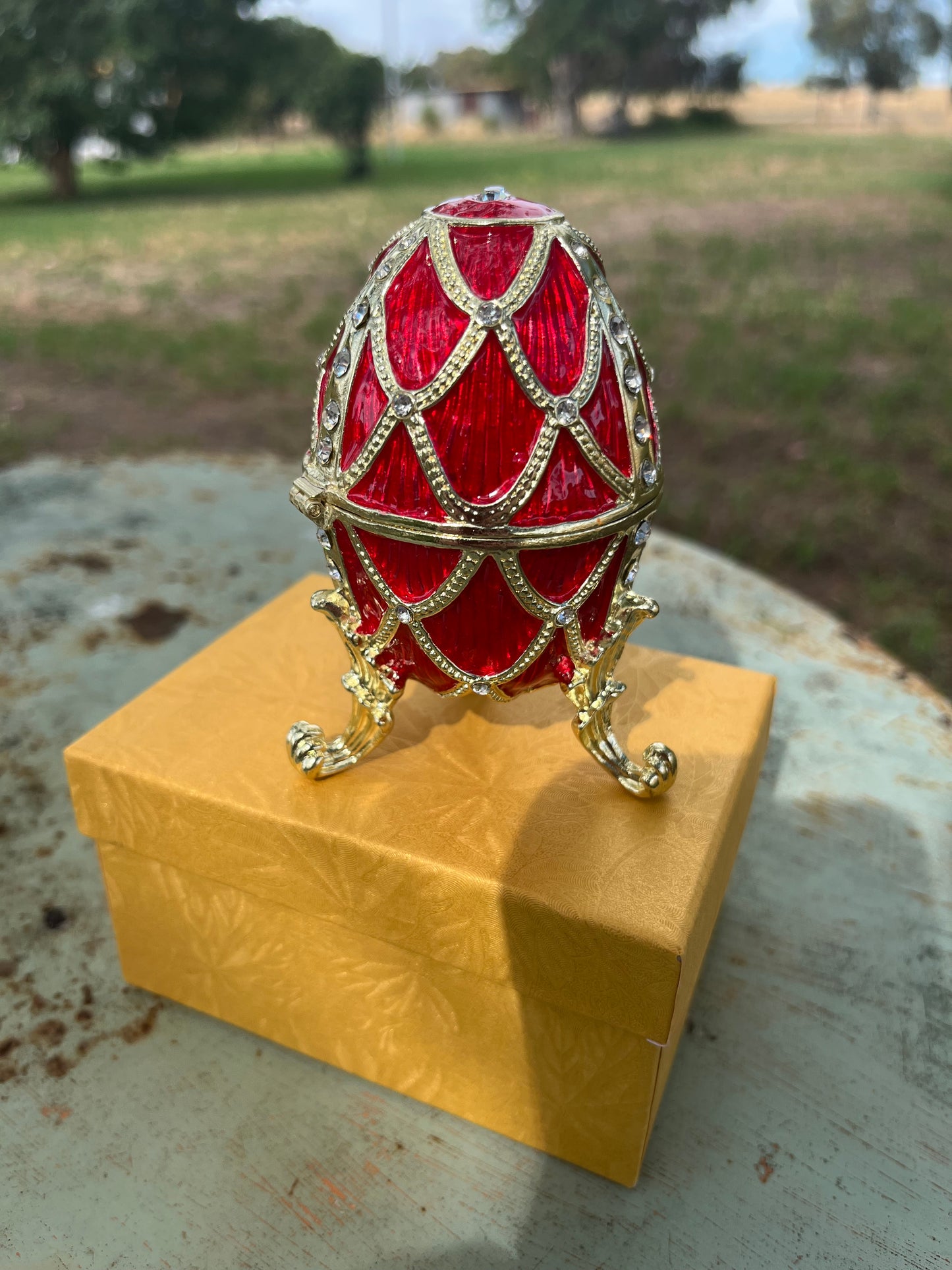 Red Egg Embellished Trinket Box