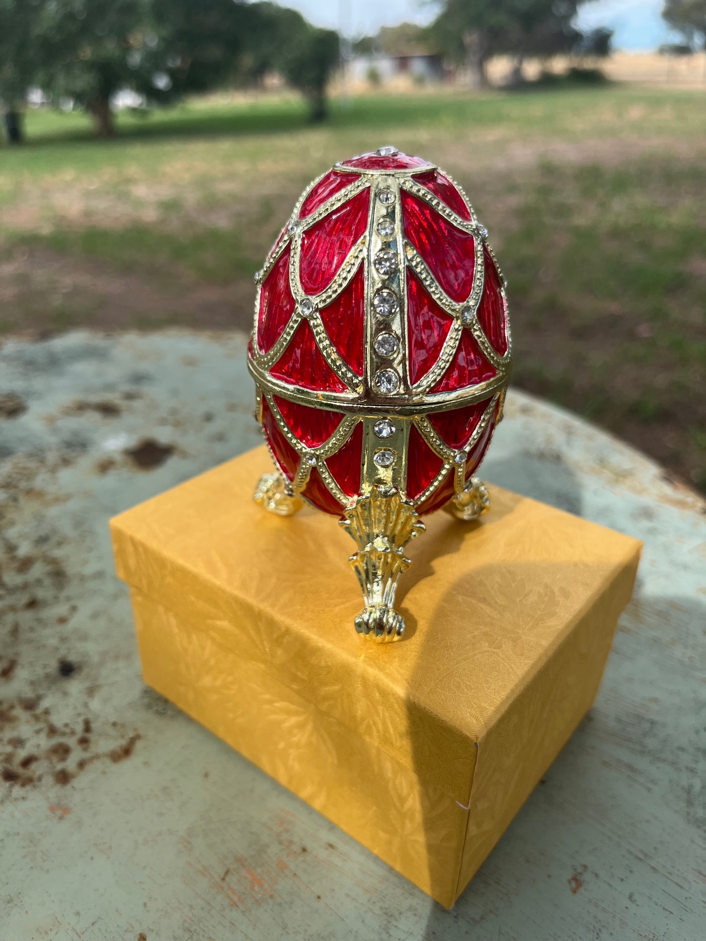 Red Egg Embellished Trinket Box