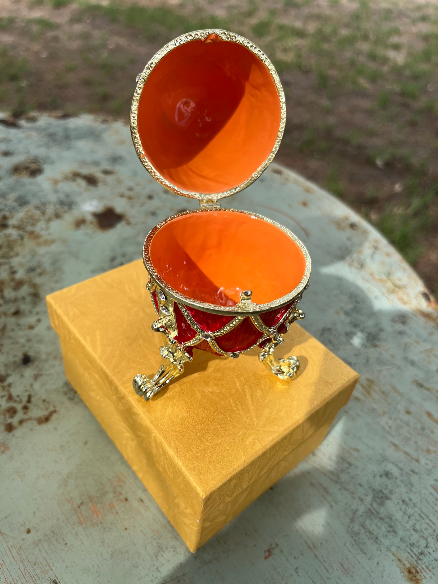 Red Egg Embellished Trinket Box