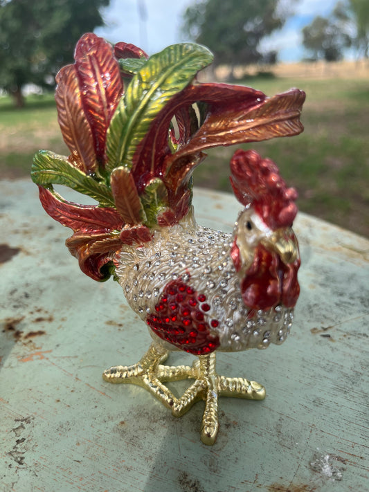 Rooster Embellished Trinket Box