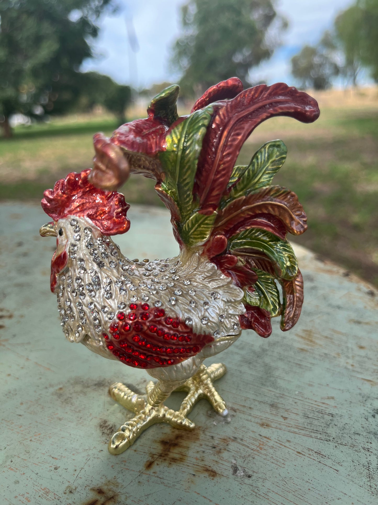Rooster Embellished Trinket Box