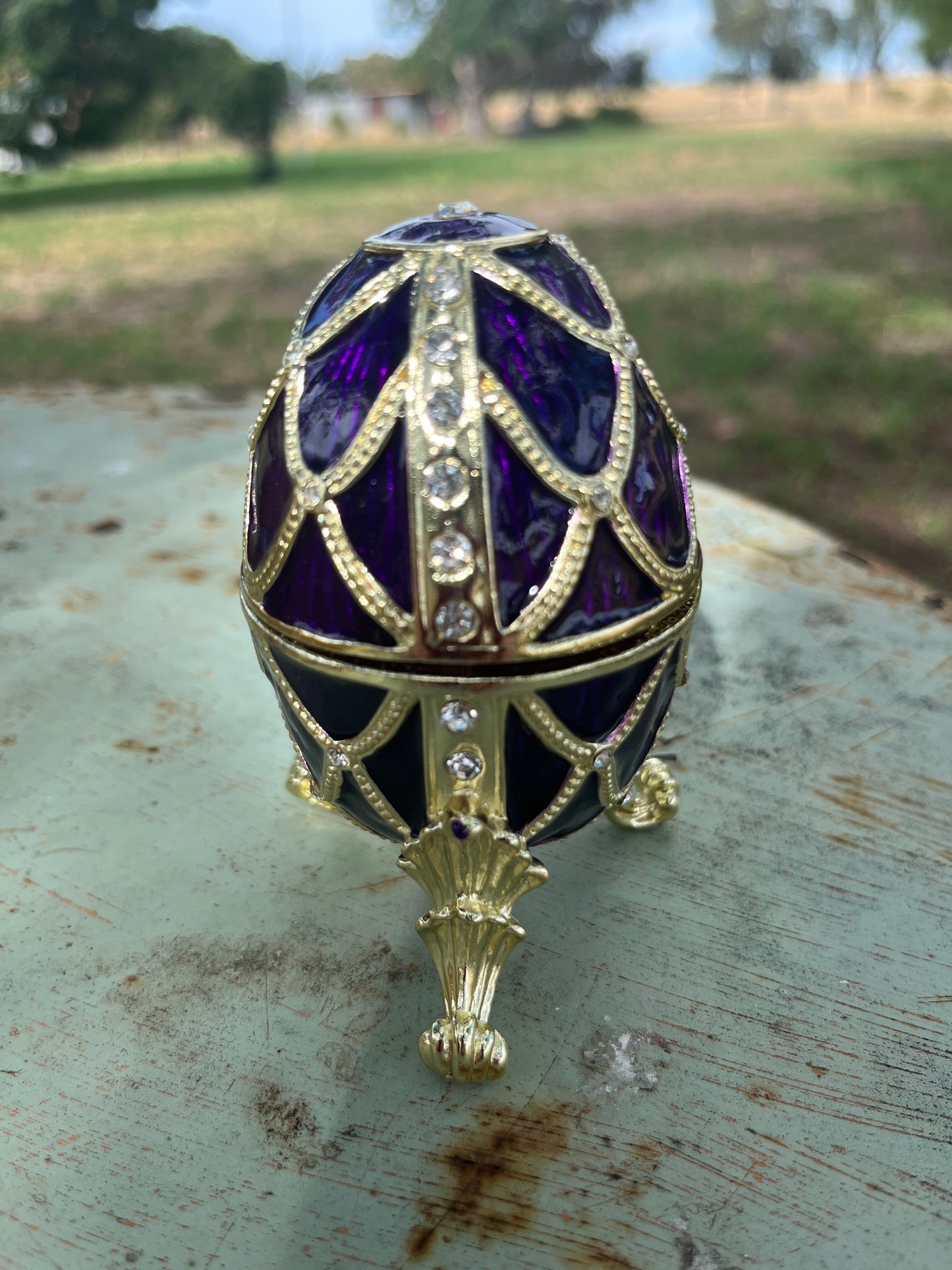 Purple Egg Embellished Trinket Box