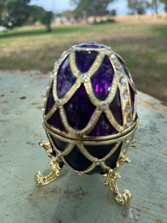 Purple Egg Embellished Trinket Box