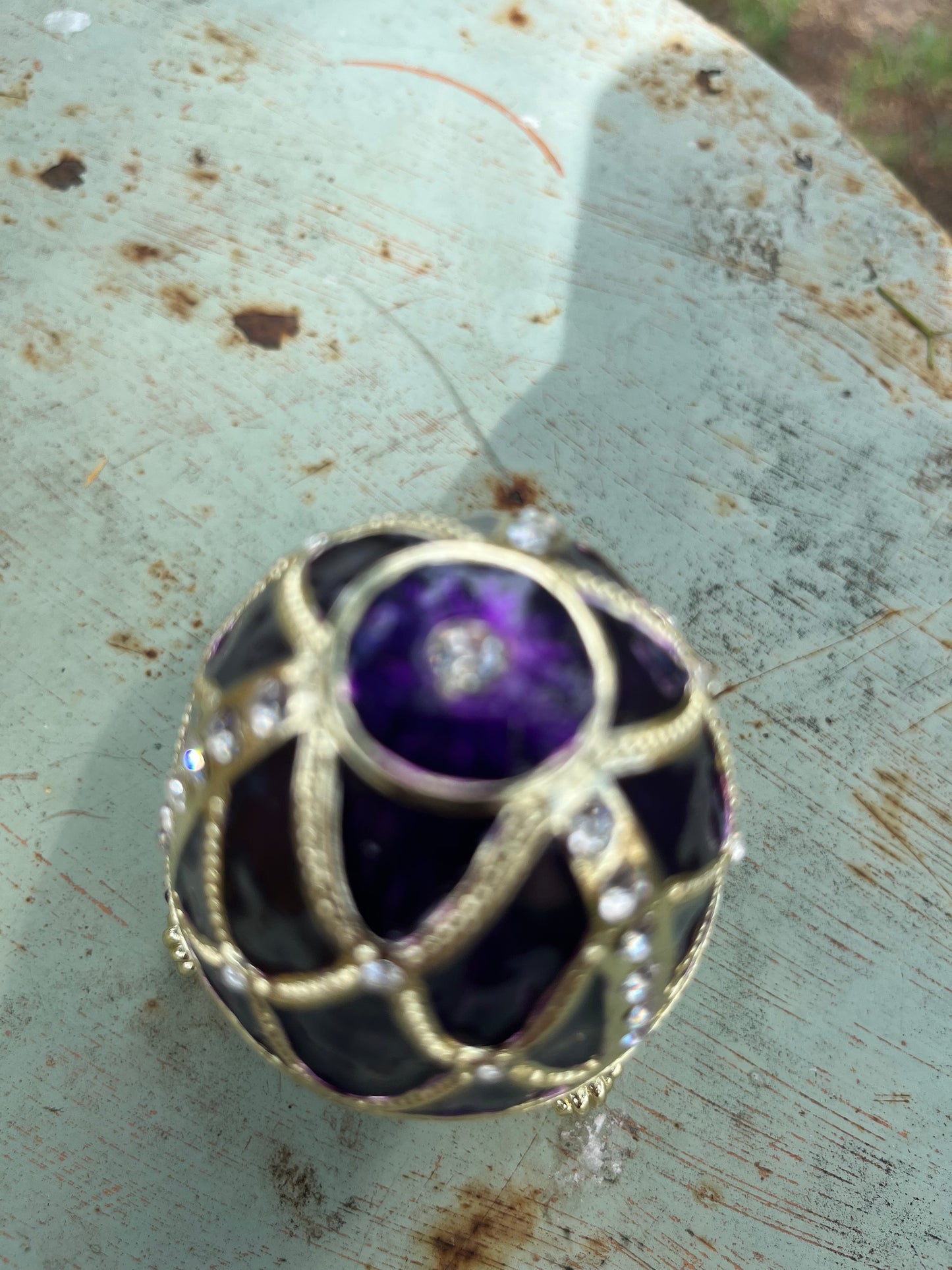 Purple Egg Embellished Trinket Box