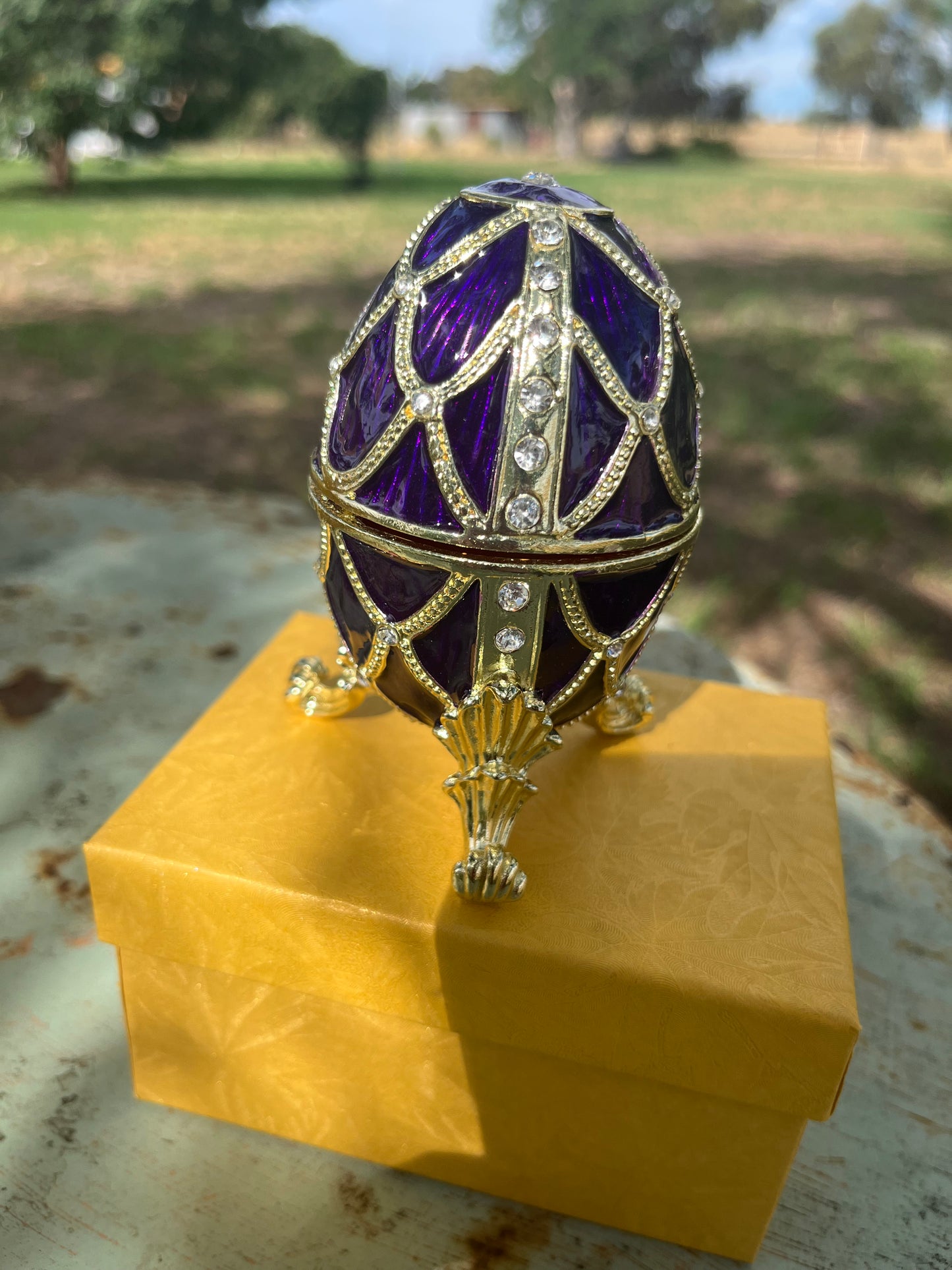 Purple Egg Embellished Trinket Box