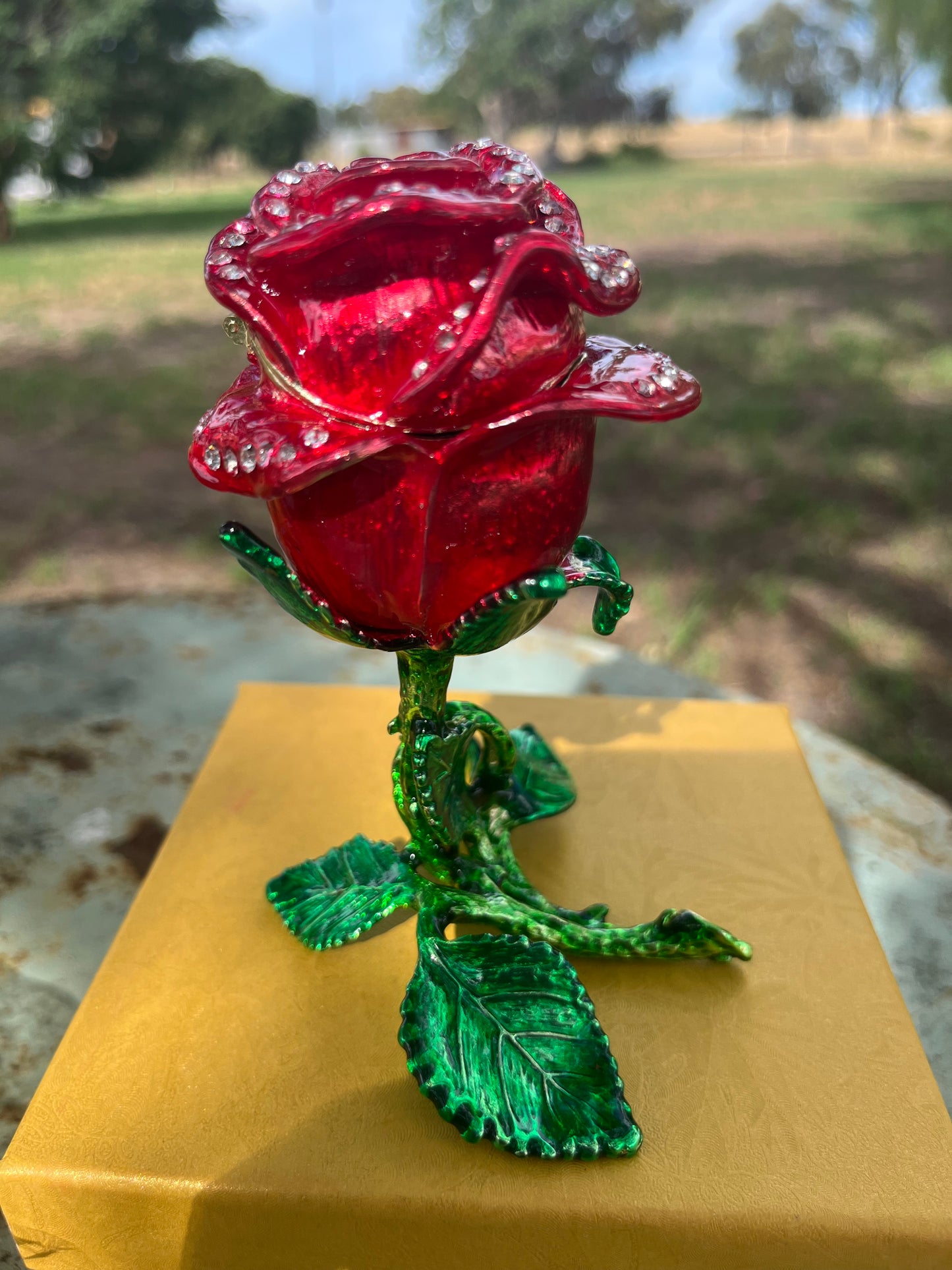 Rose Embellished Trinket Box