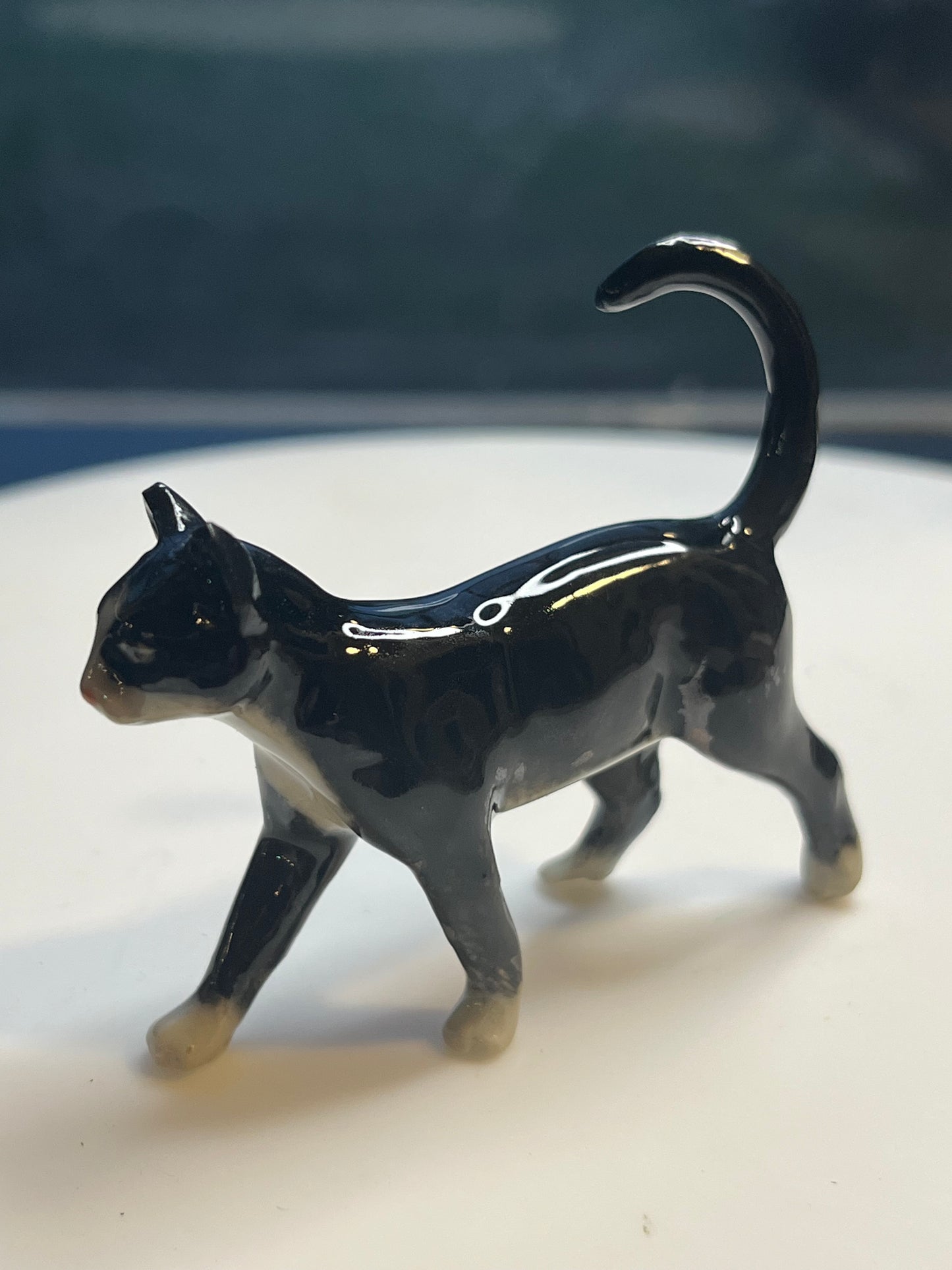Miniature Porcelain Tuxedo Cat Walking