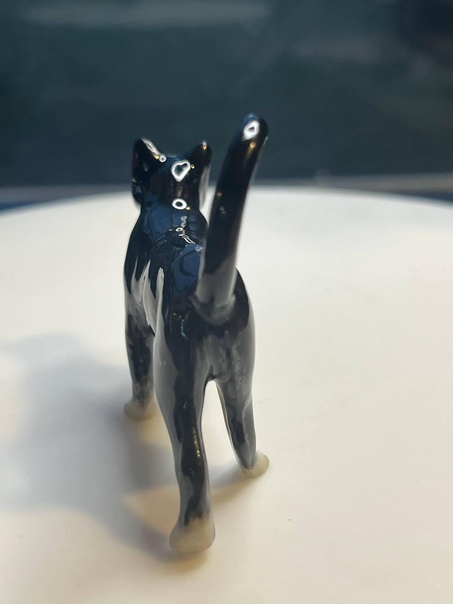 Miniature Porcelain Tuxedo Cat Walking