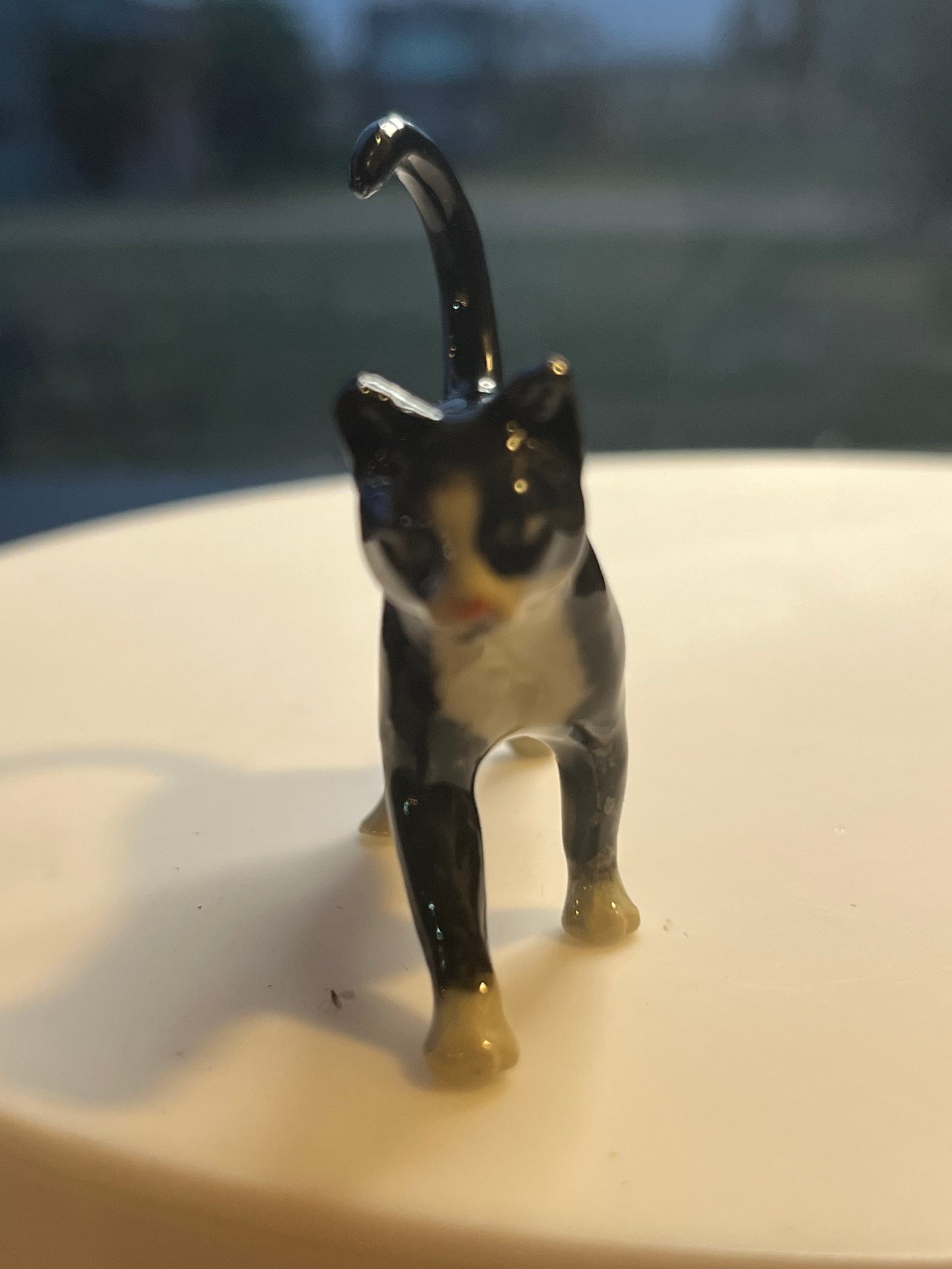 Miniature Porcelain Tuxedo Cat Walking