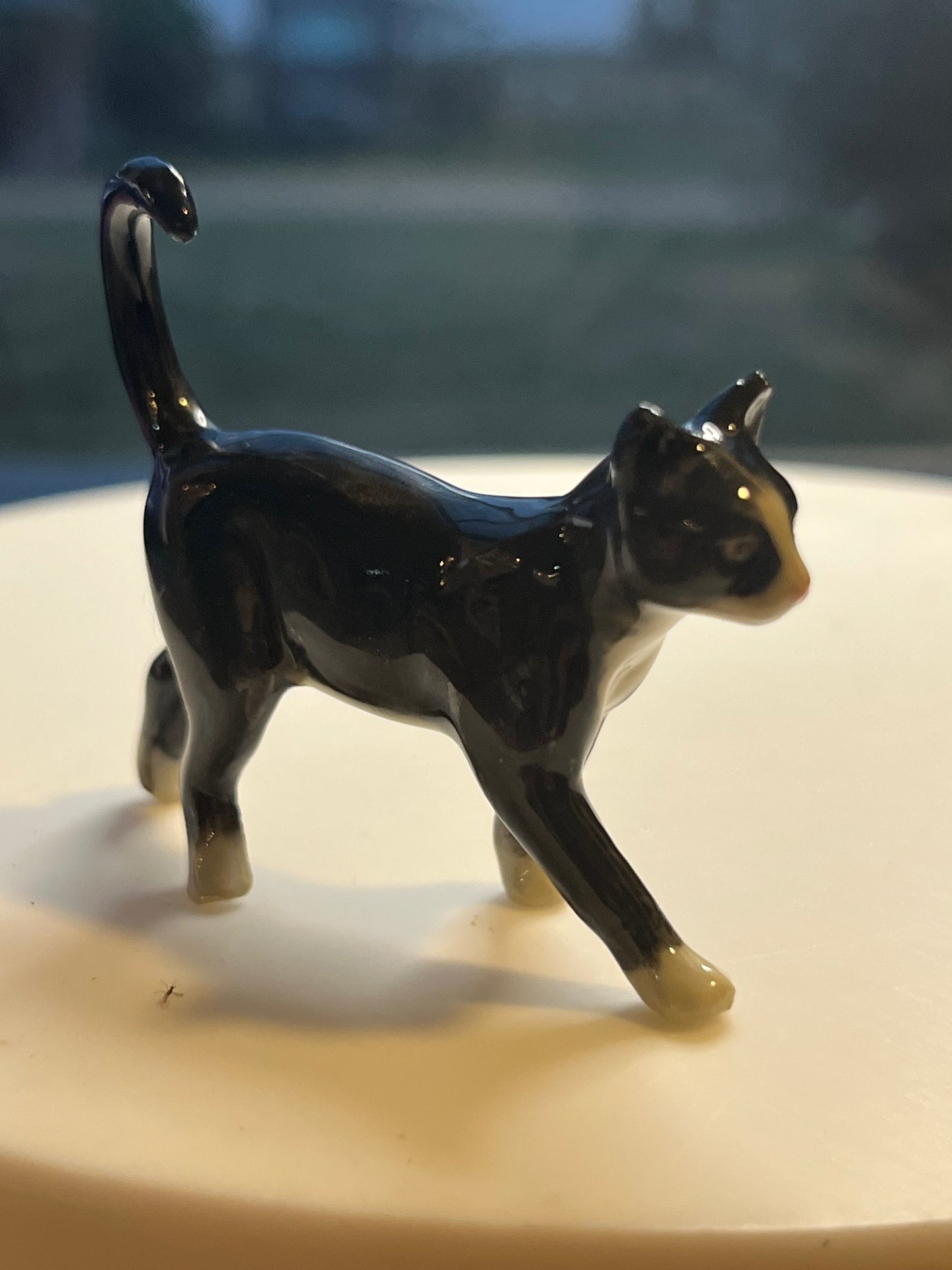 Miniature Porcelain Tuxedo Cat Walking