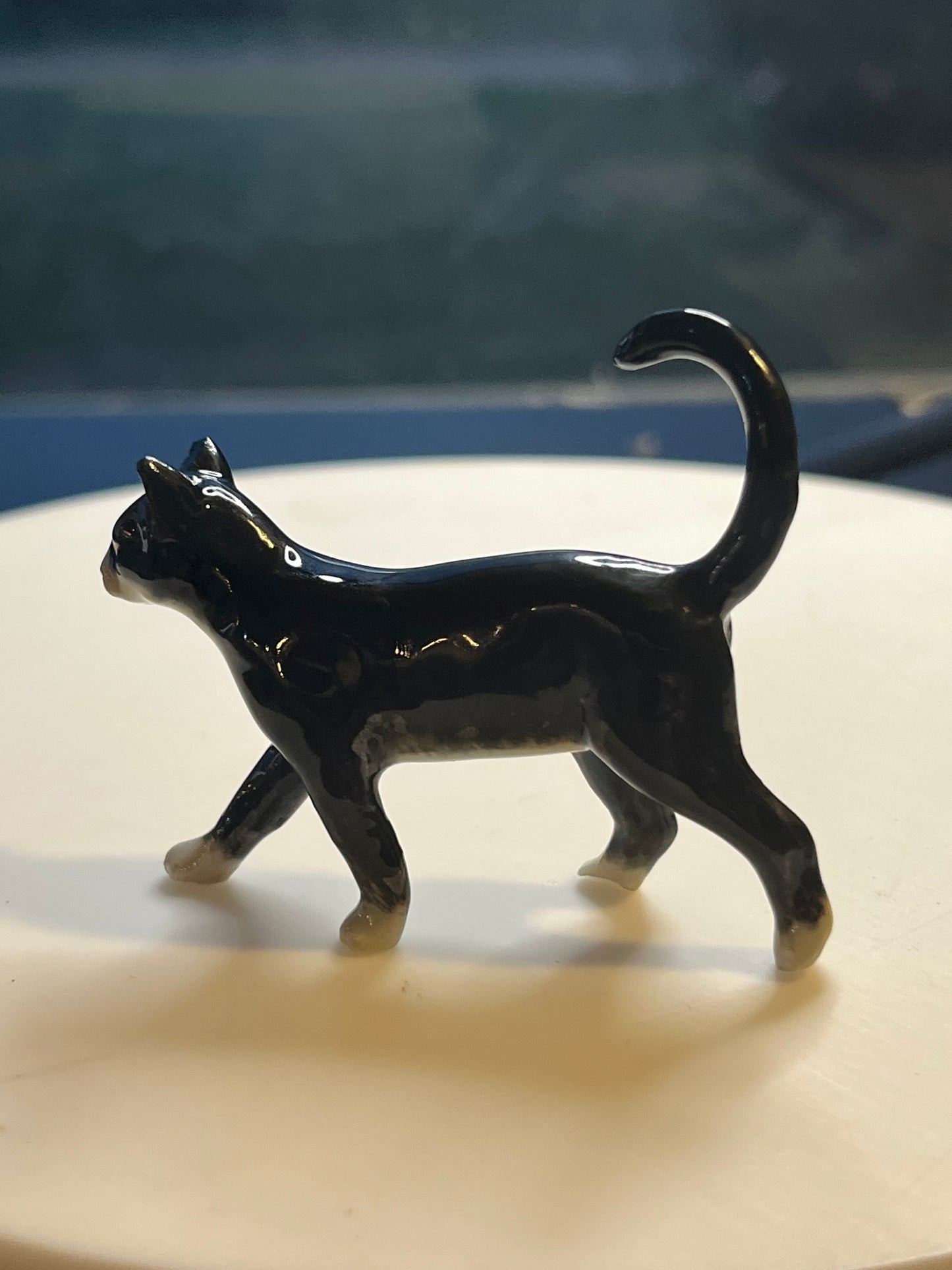 Miniature Porcelain Tuxedo Cat Walking