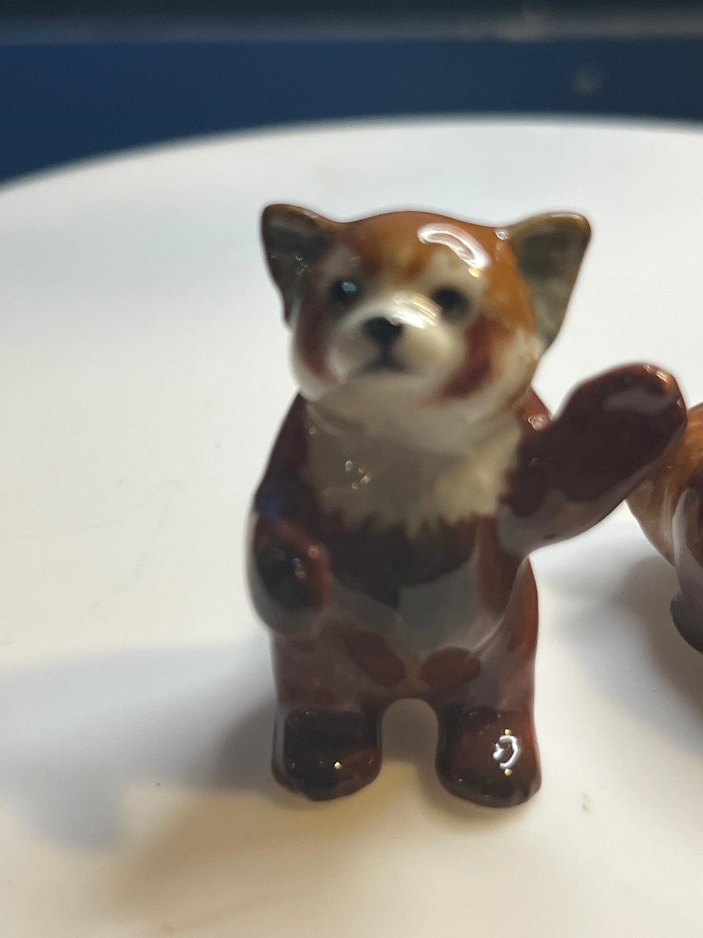 Miniature Porcelain Red Panda Figurines Set of 2